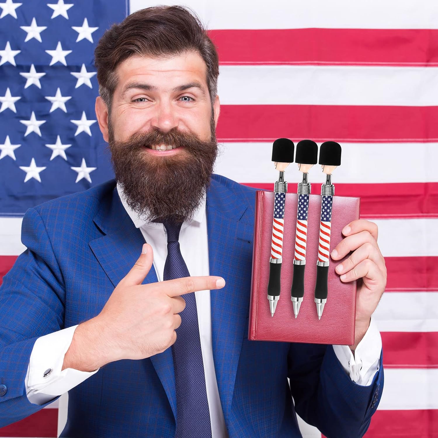 PerKoop 48 Pcs American Flag Pens for Patriotic Events