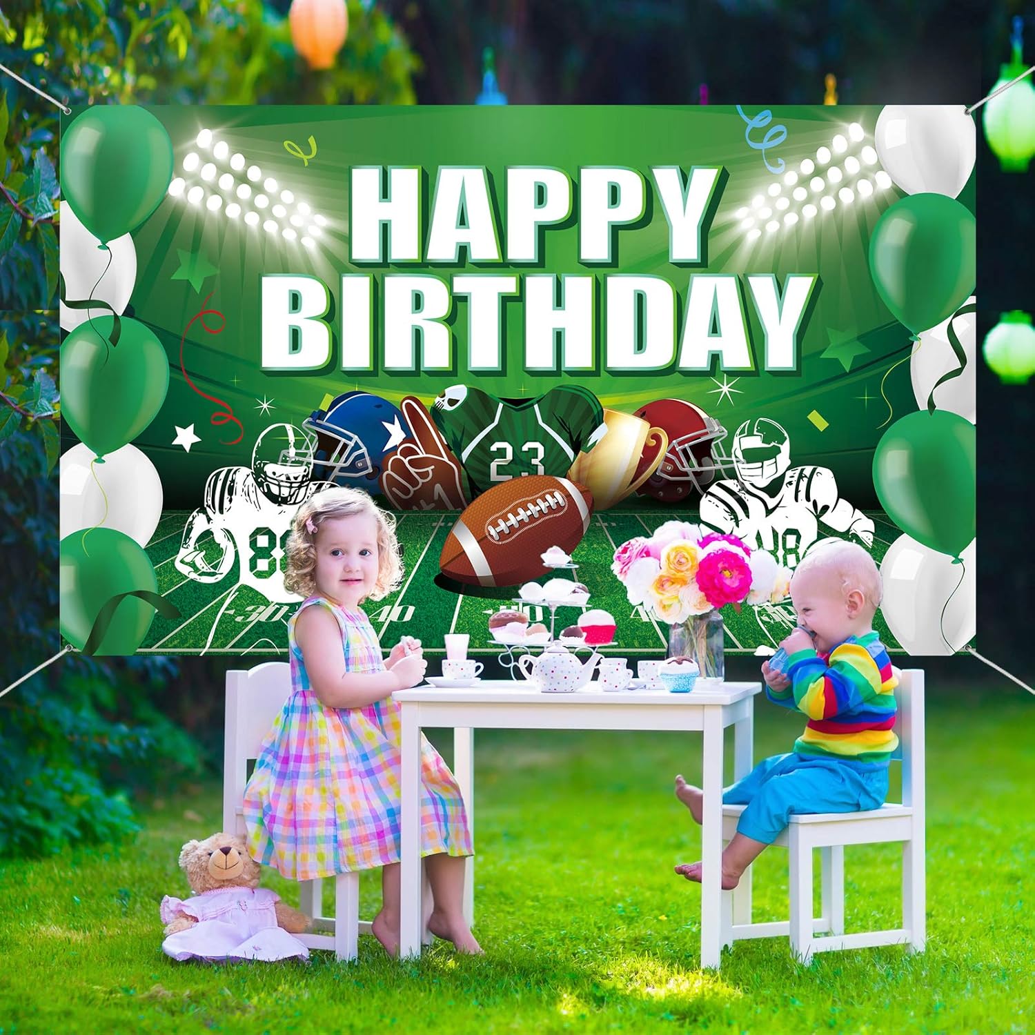 Football Backdrop Banner for Birthday Party Decorations