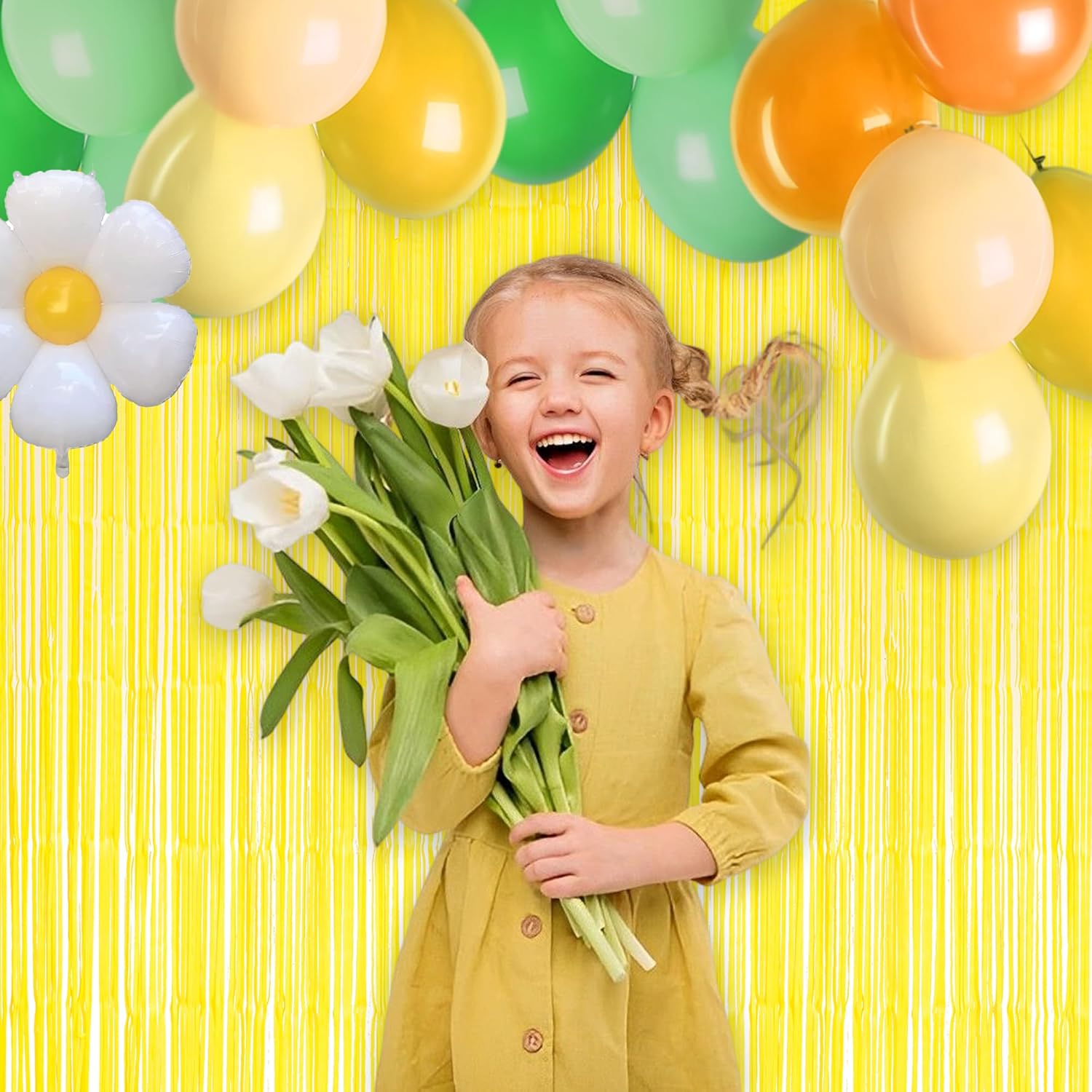 Yellow Streamers Party Backdrop - 2 Packs 32ft x 82ft