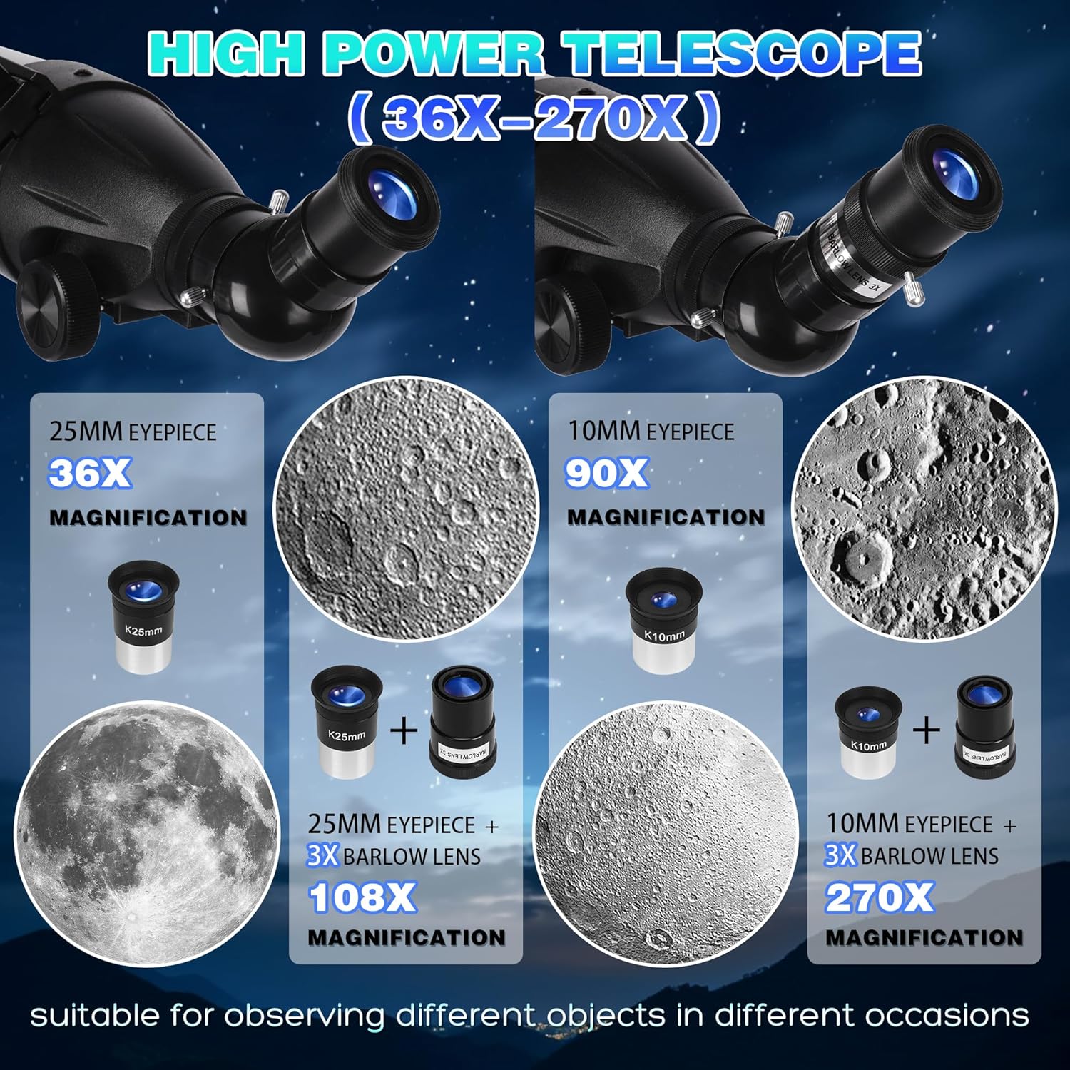 UncleHu High Powered 90mm Refractor Telescope for Adults