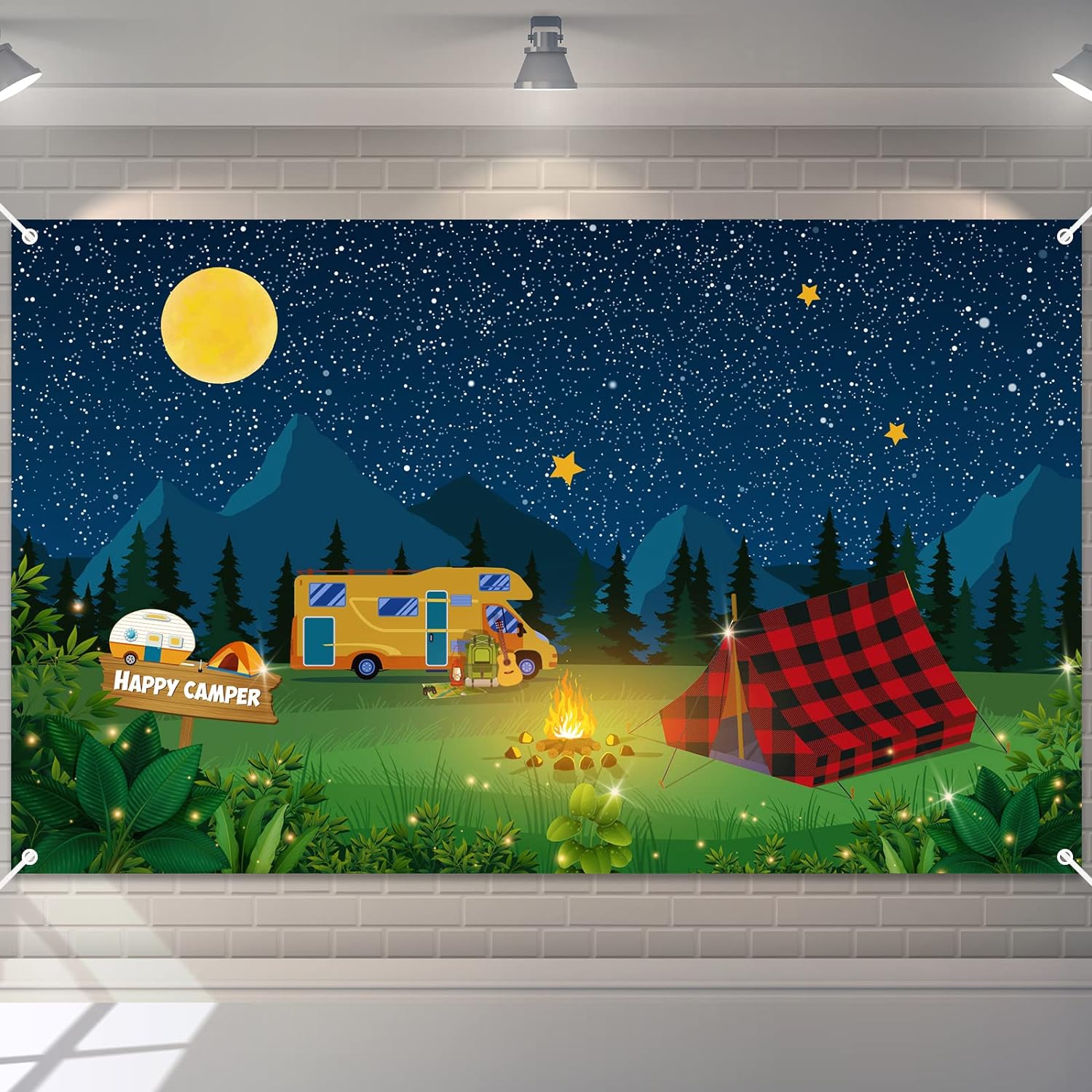 Remerry Camping Backdrop Photo Background for Parties 708 x 433 Inch