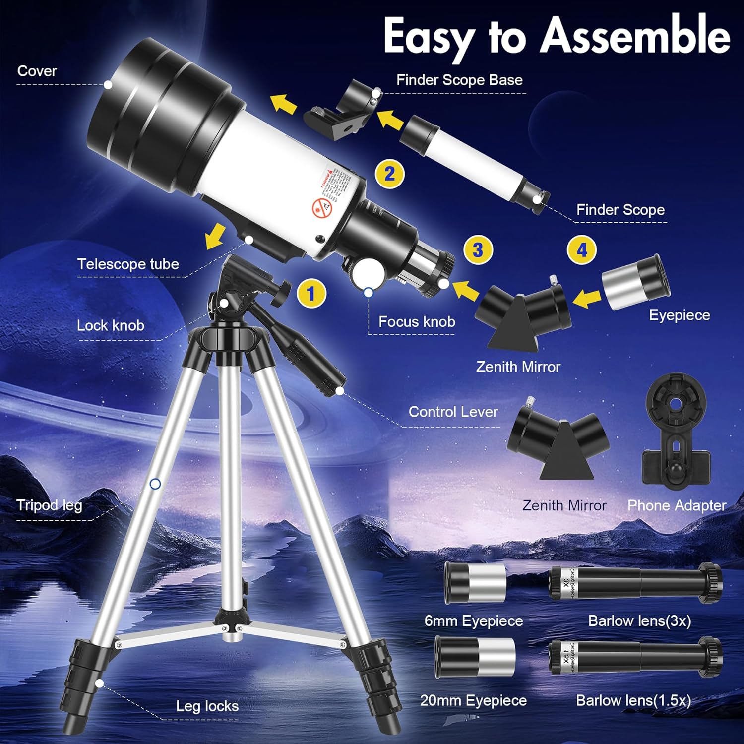 HUGERSTAR 70mm Telescope for Adults and Kids