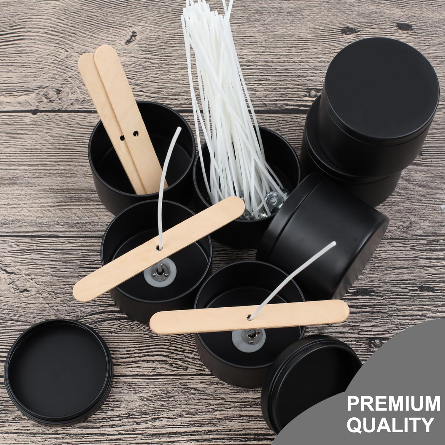 24 Pcs Black Candle Tins with Lids for DIY Candles