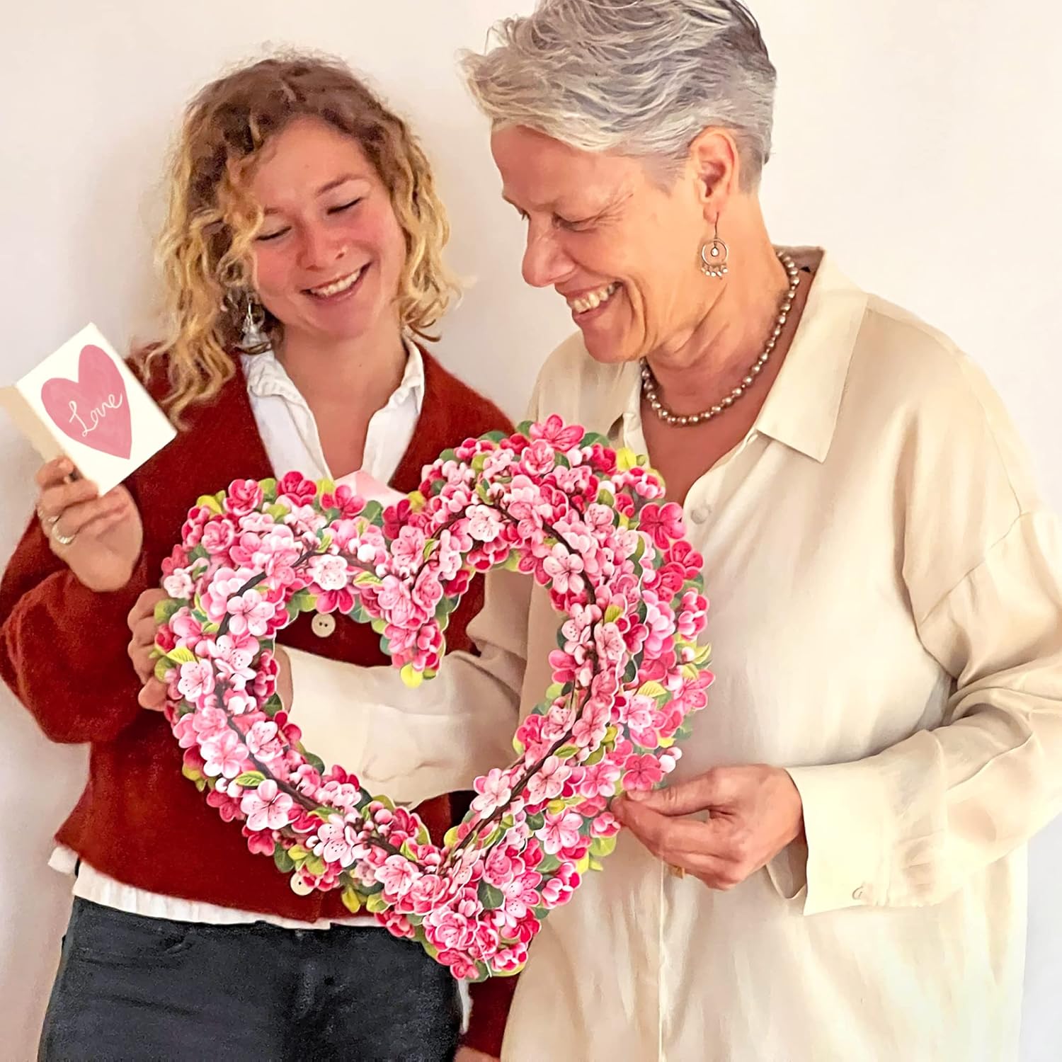 Cherry Blossom Heart Pop Up Card Wreath 15 Inch