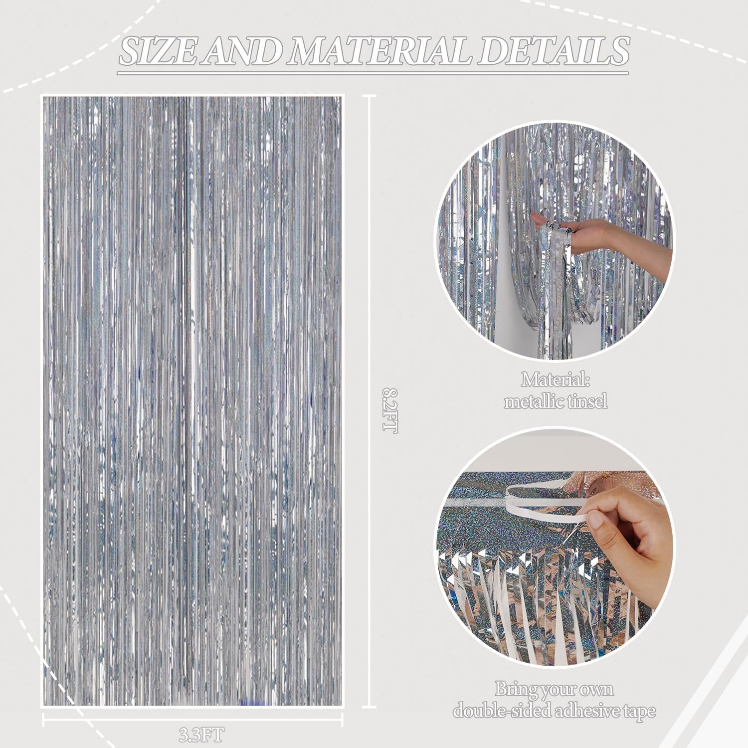 3 Pack Foil Fringe Backdrop for Party Decor
