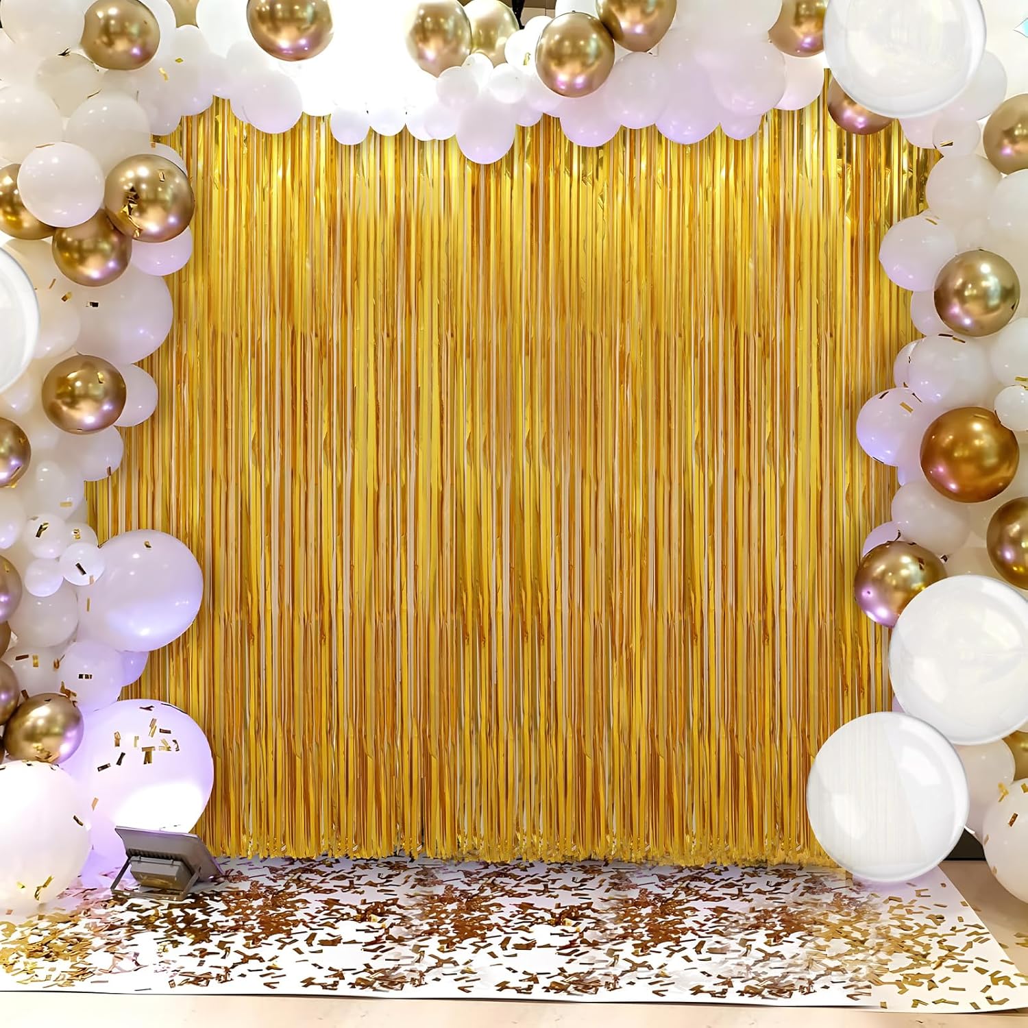 2 Pack Gold Foil Fringe Curtains for Parties