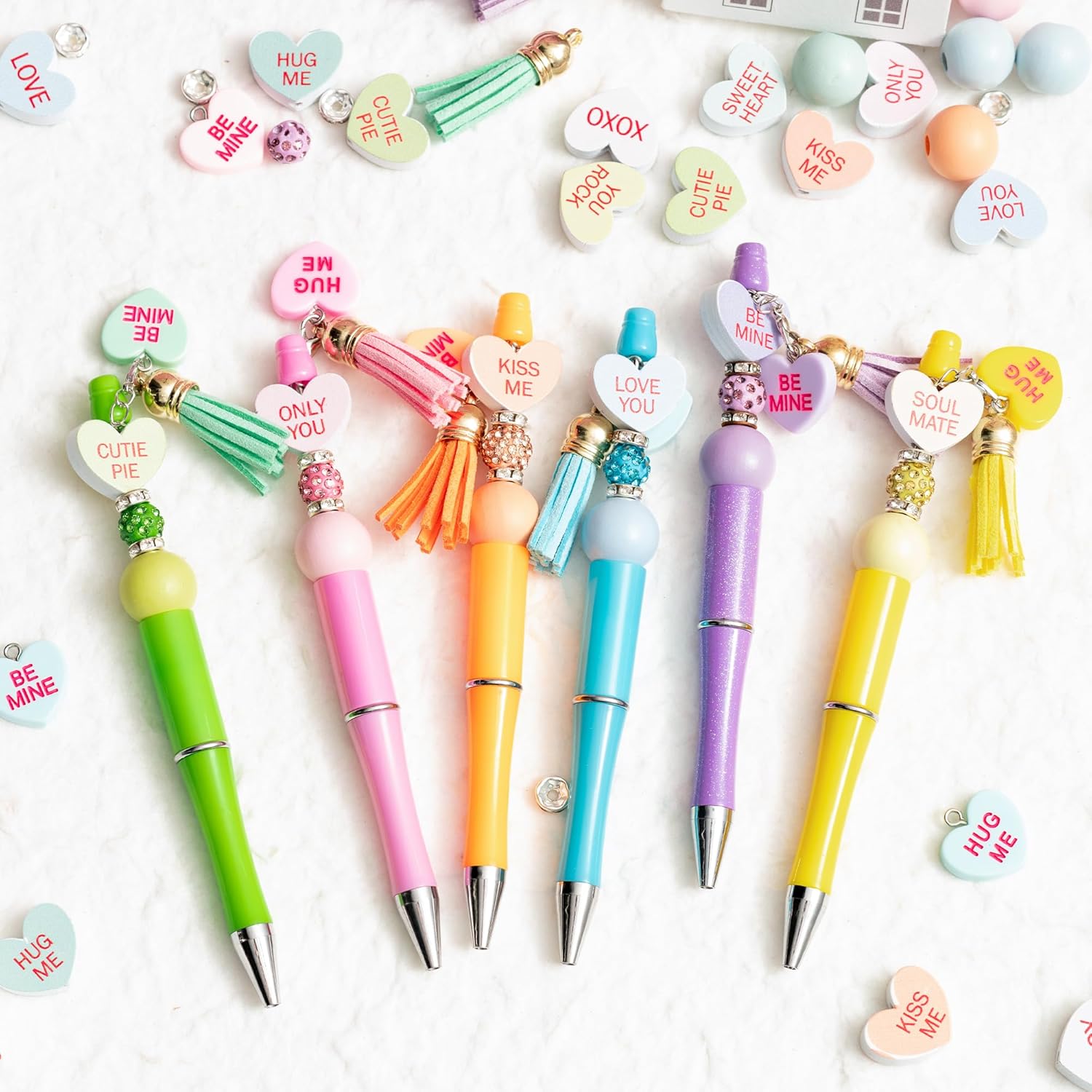 Valentines Day Beadable Pens Craft Kit - 188pcs