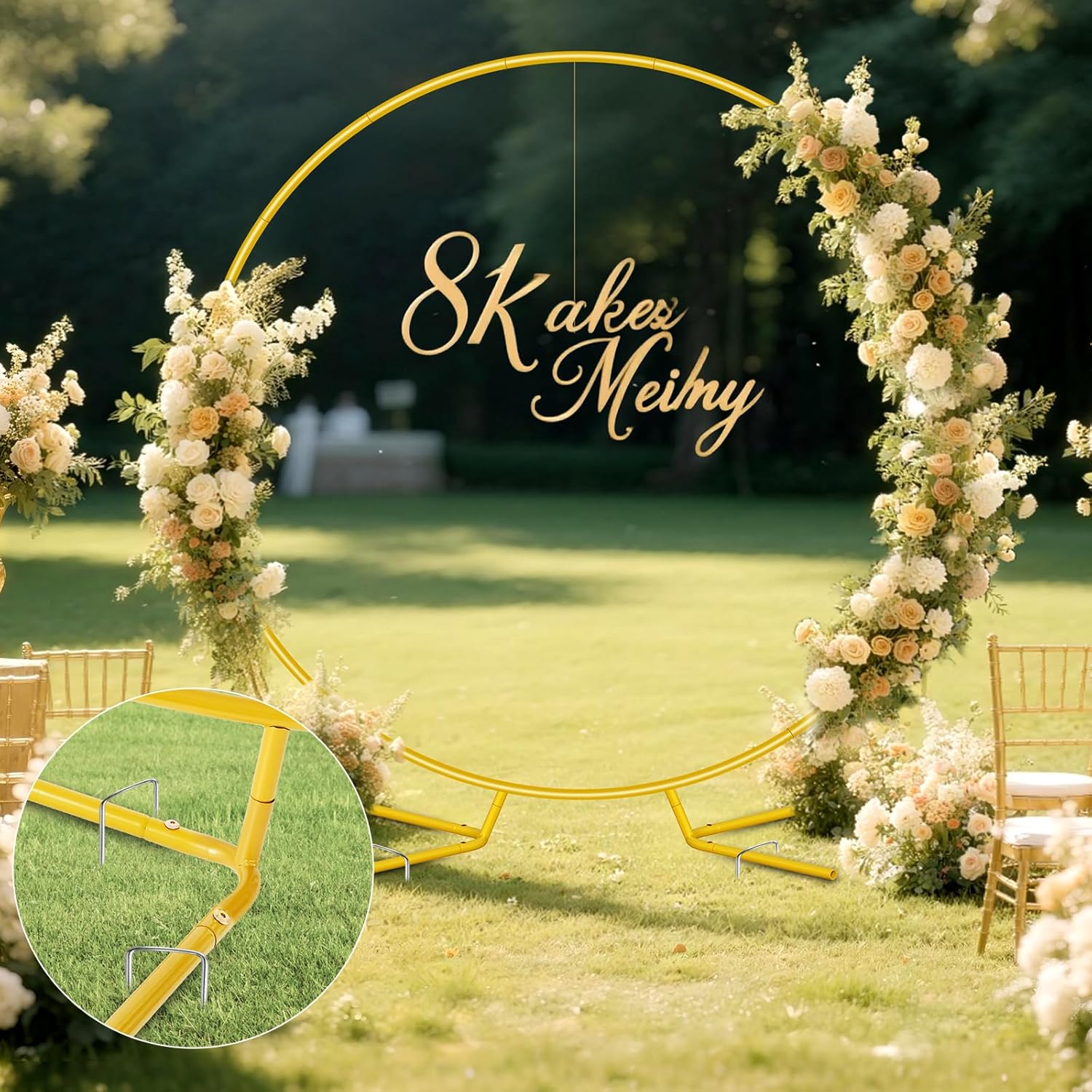 WellSign 72FT Gold Metal Balloon Arch Stand Kit