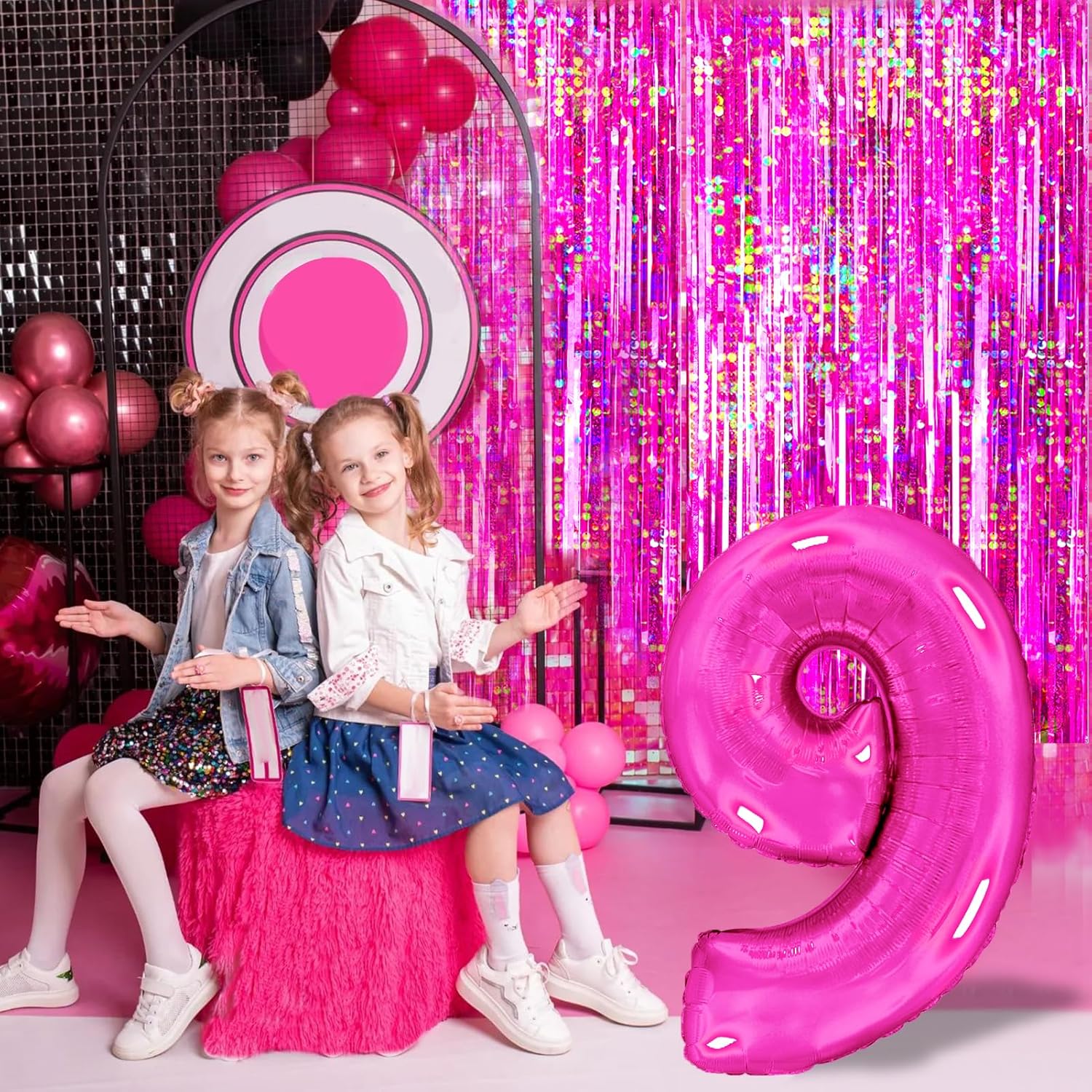 4-Pack Hot Pink Foil Fringe Backdrop