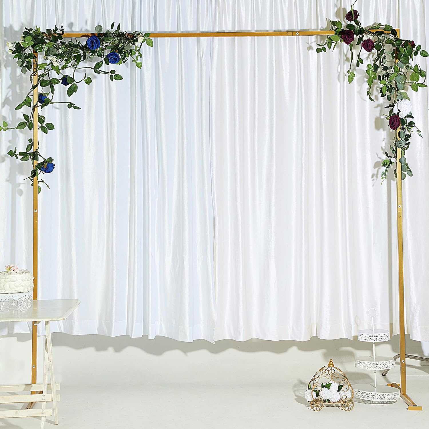 BalsaCircle 8 Foot Gold Metal Square Backdrop Stand Arch