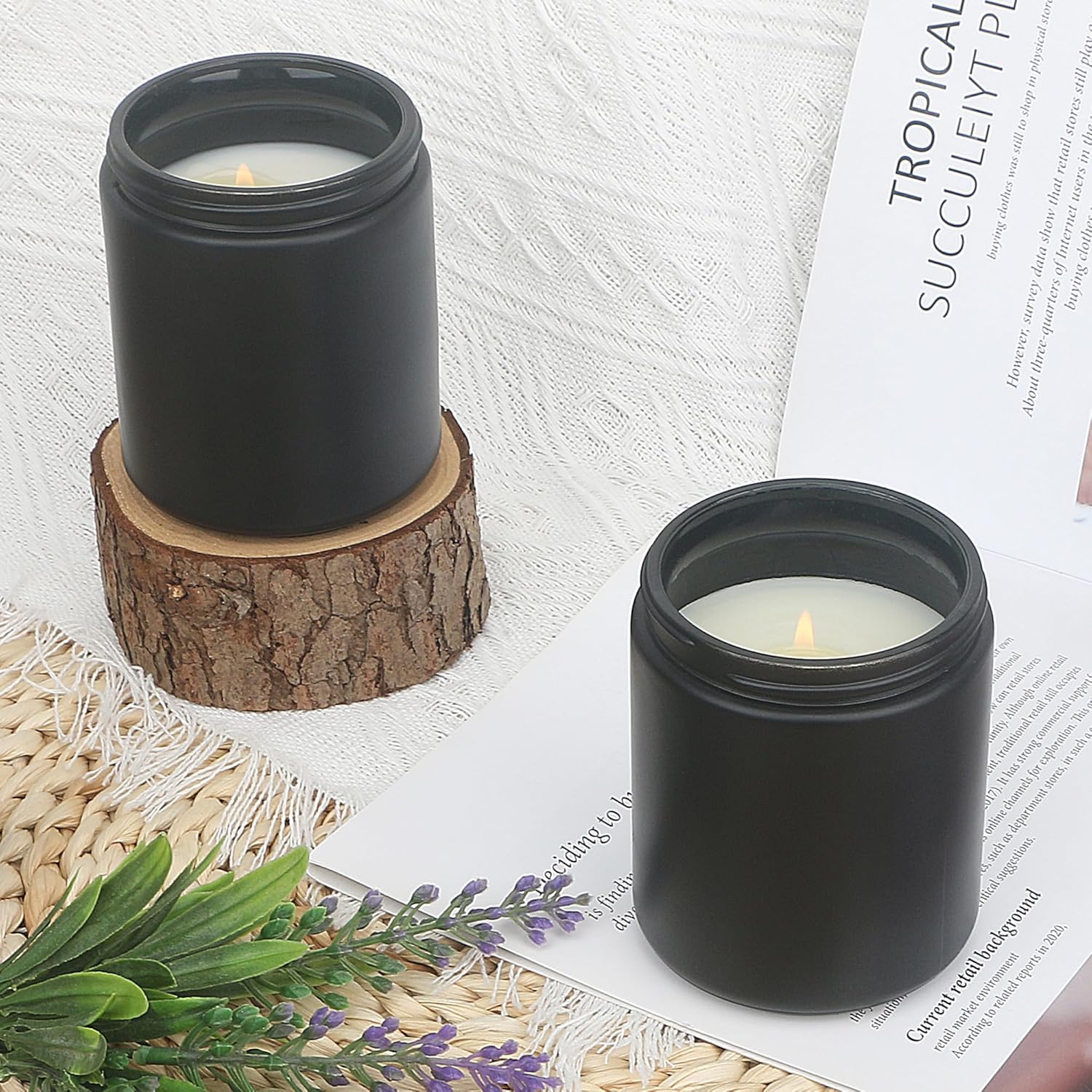 MILIVIXAY 20 Pack Matte Black Candle Jars with Lids