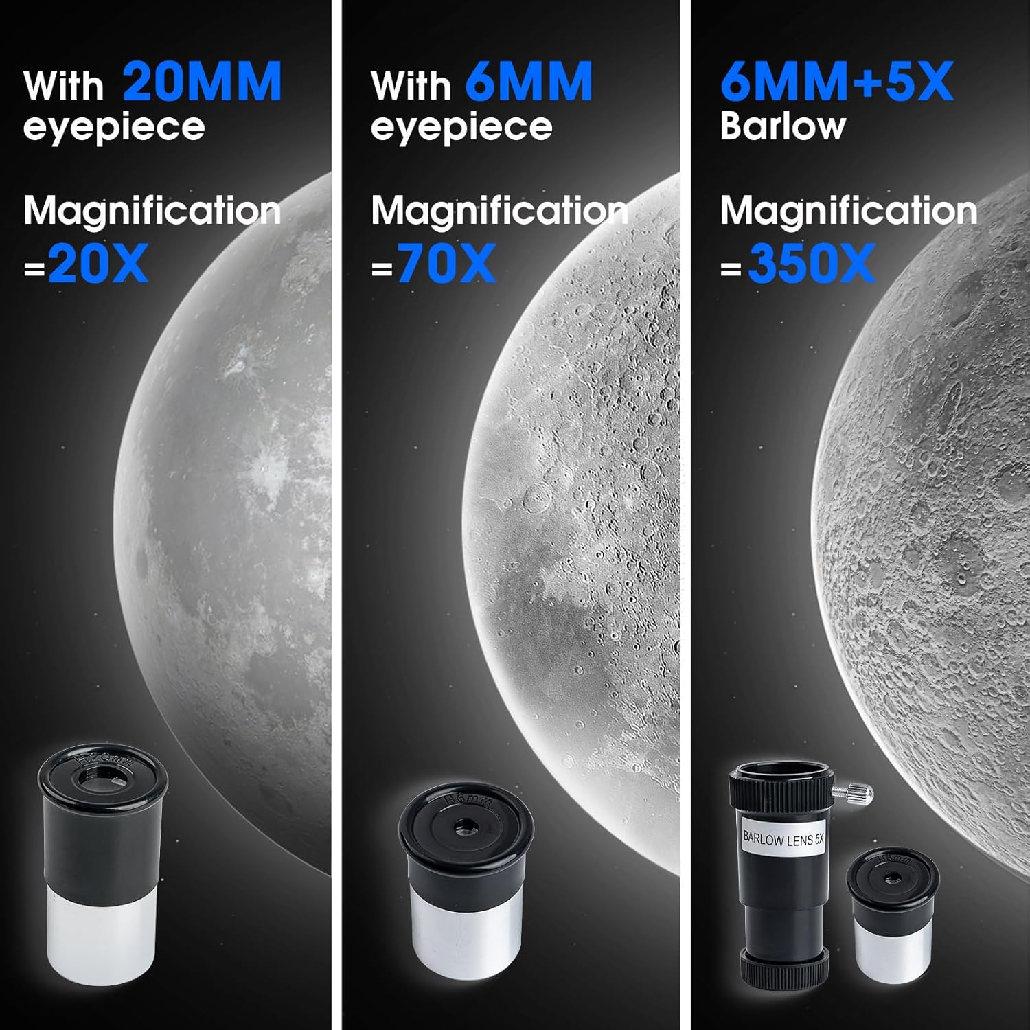 YUANZIMOO 70mm Telescope with Tripod and Carrying Bag Black