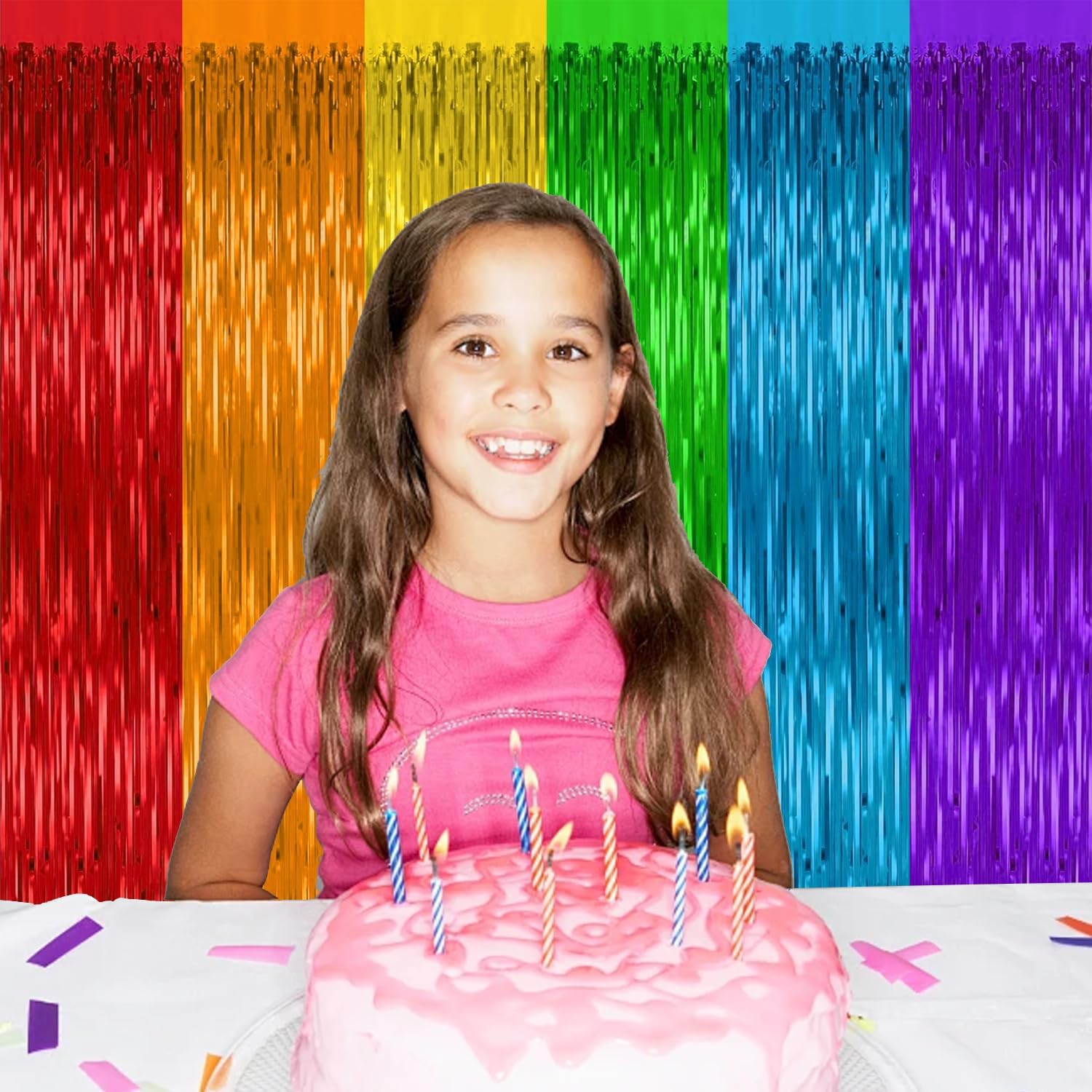 2 Pack Rainbow Backdrop Curtains for Party Decorations