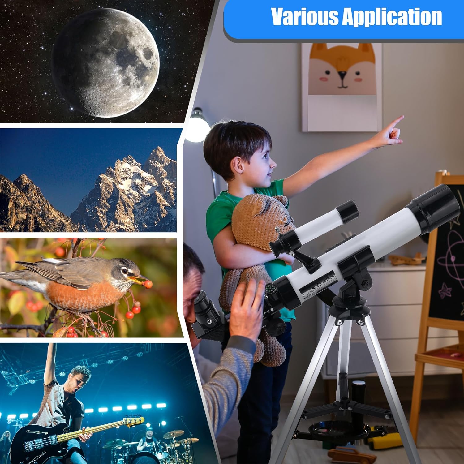 Kids Astronomy Telescope 40mm Refractor with Finder Scope and Tripod
