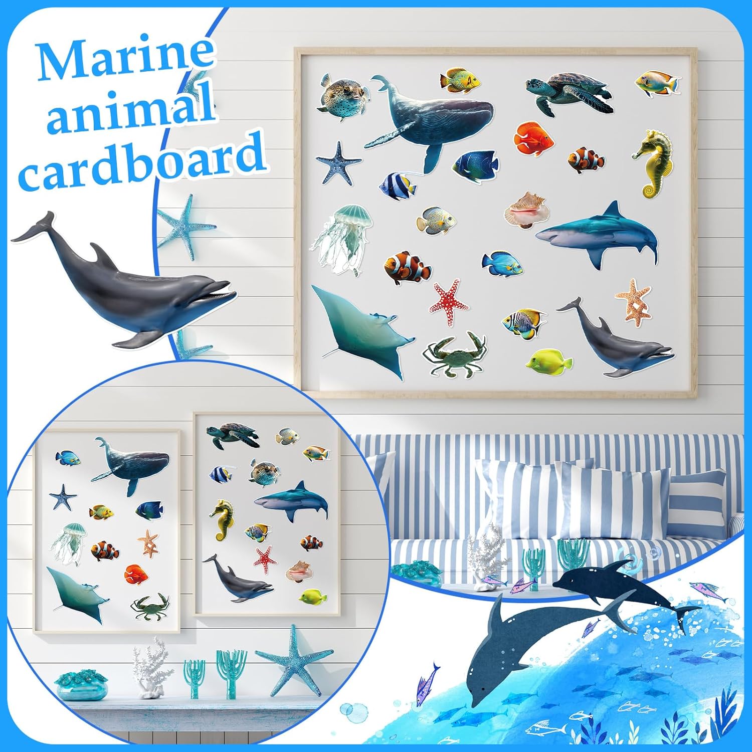 Fulmoon 62 Pcs Ocean Animal Cutouts Classroom Decorations