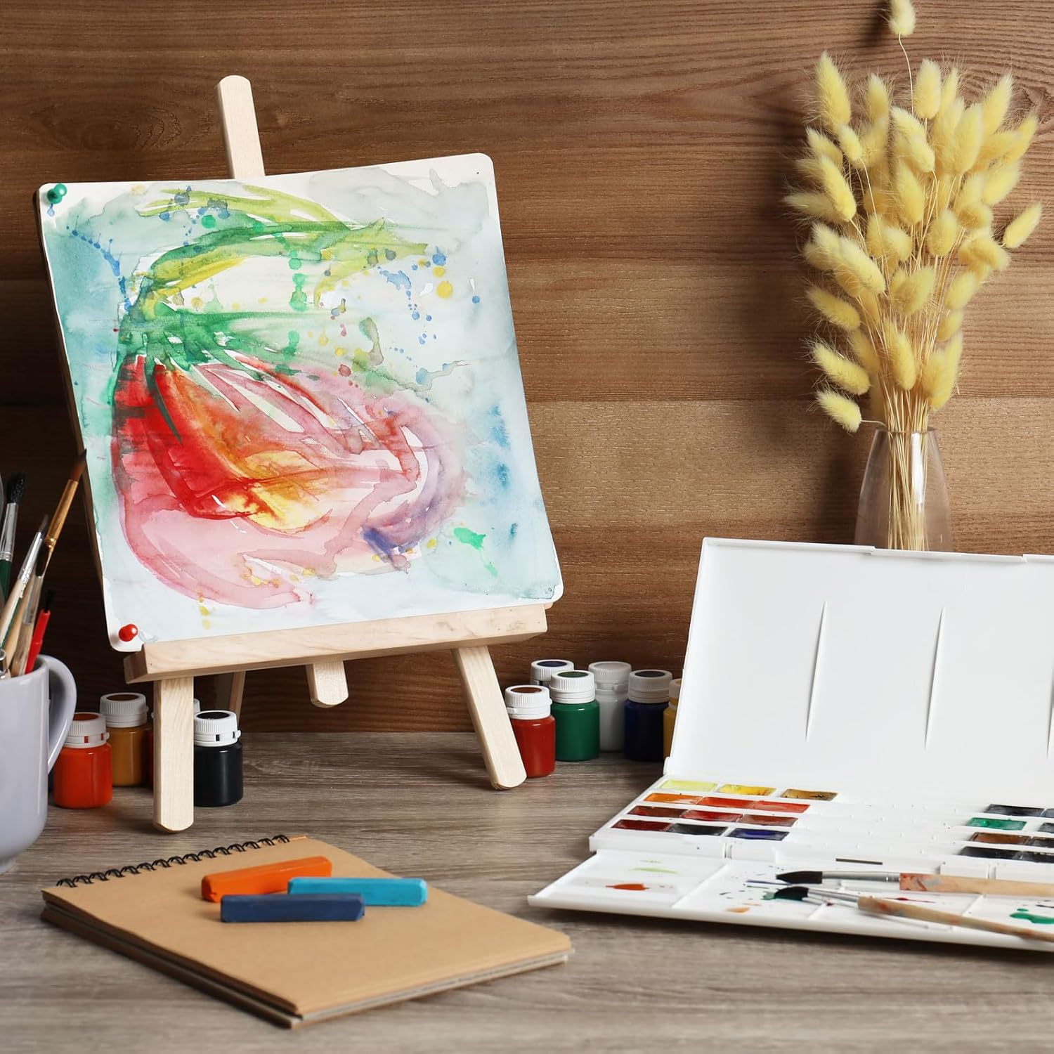 PATIKIL Mini Canvas Easel Set for Art Drawing Painting