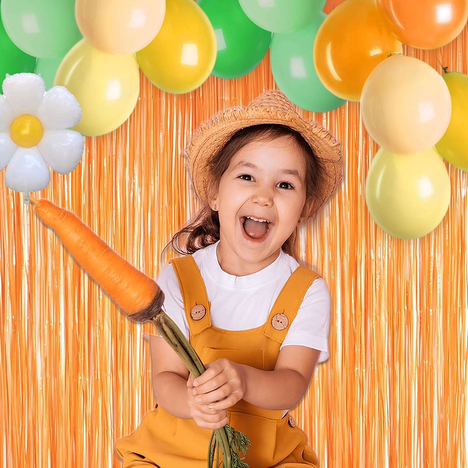 Orange Tinsel Curtain Party Backdrop 2 Pack