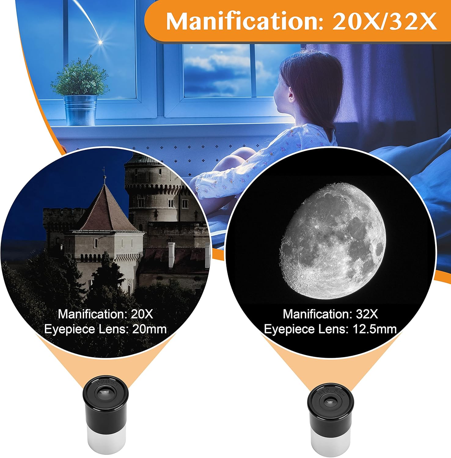 AOMEKIE 40400 Telescope with Tripod and Eyepieces for Astronomy Beginners