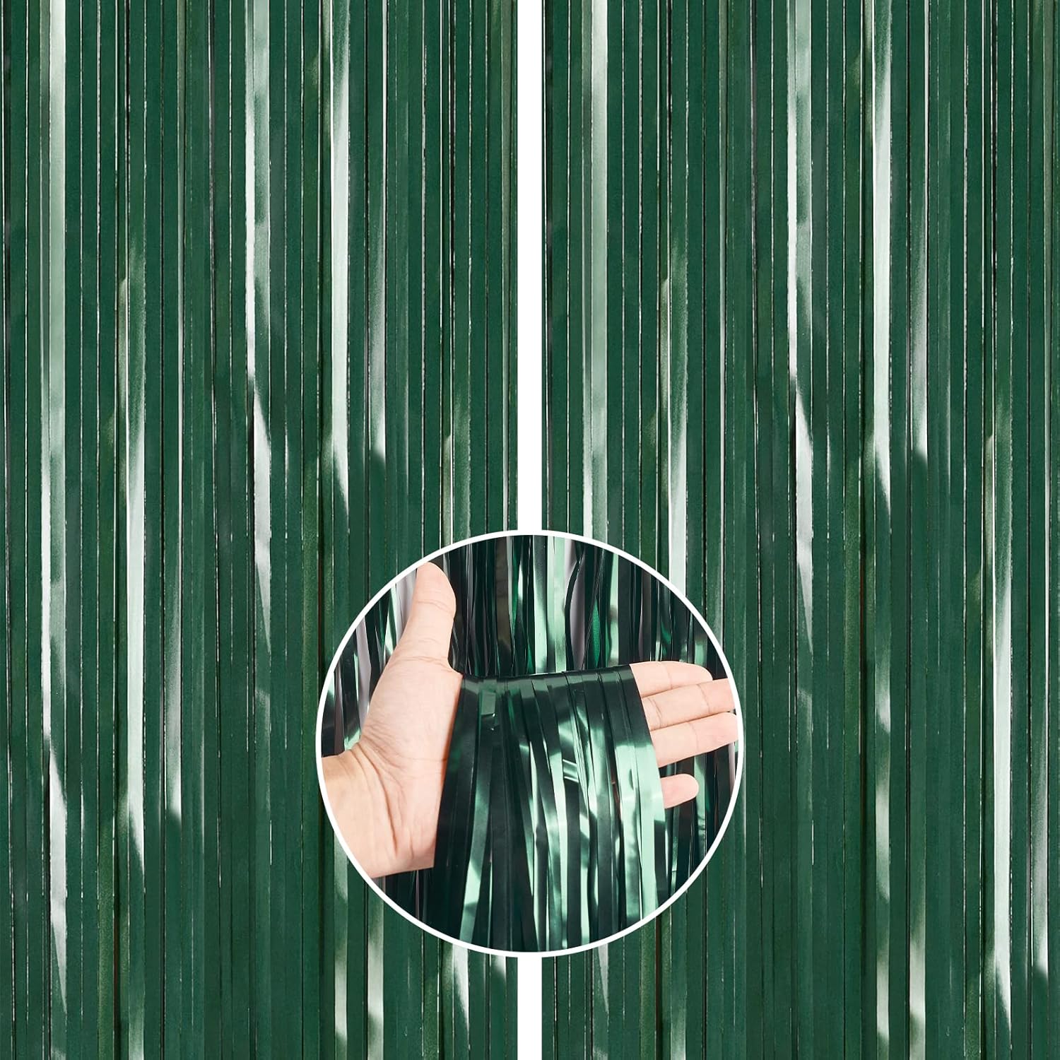 PartyWoo Retro Green Foil Curtain 2 pcs