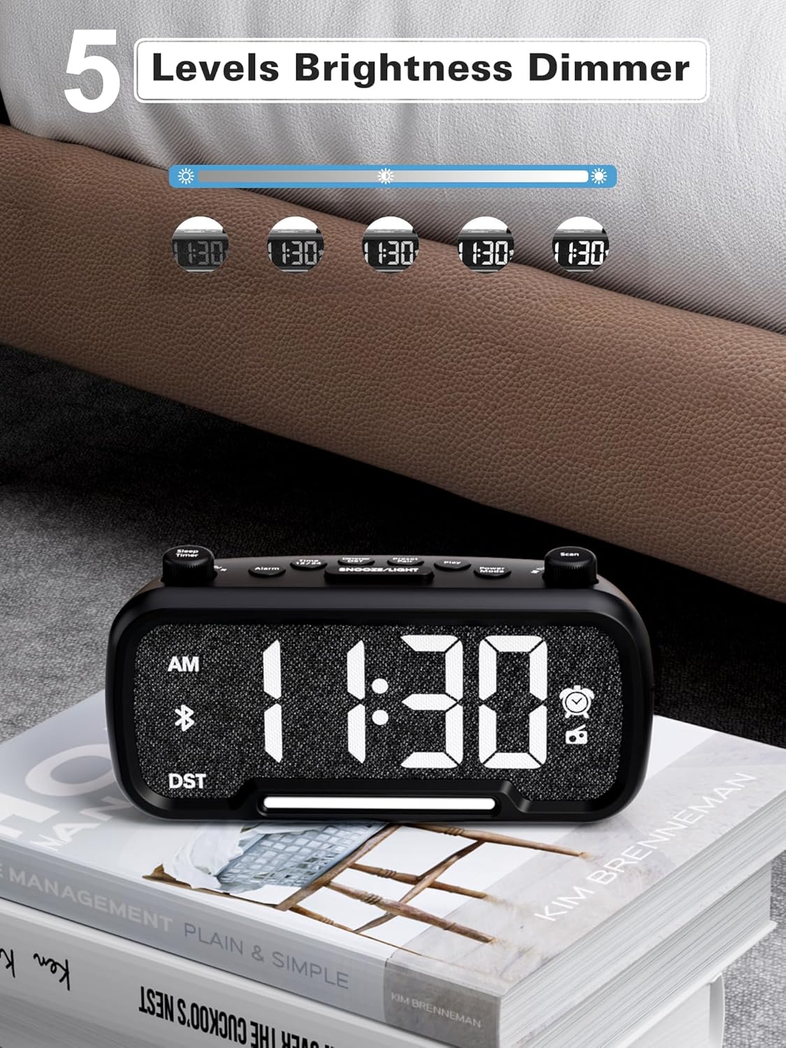 Digital Alarm Clock Radio with Bluetooth Speaker and Night Light
