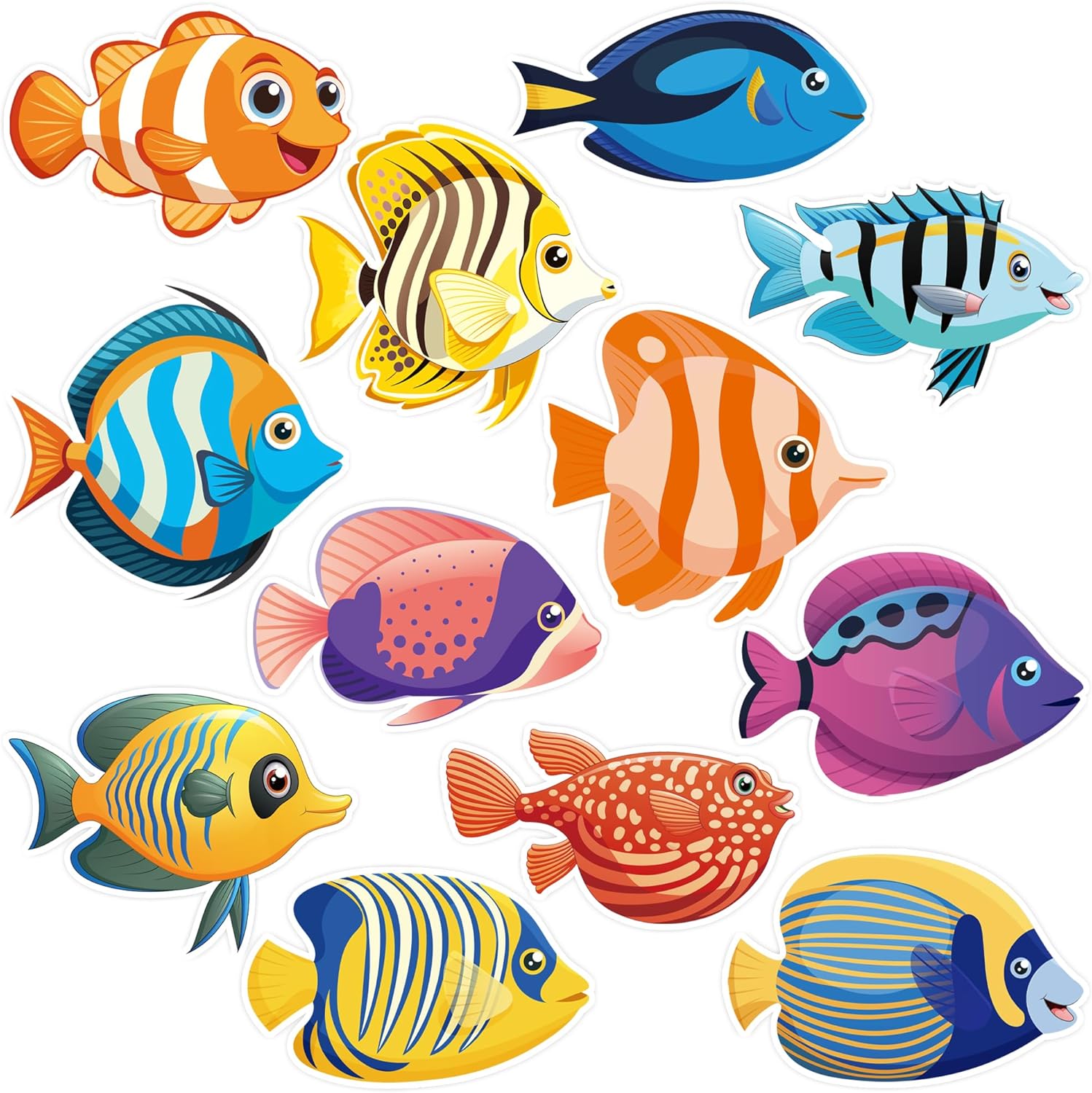 60PCS Tropical Fish Cutouts for Classroom Decorations