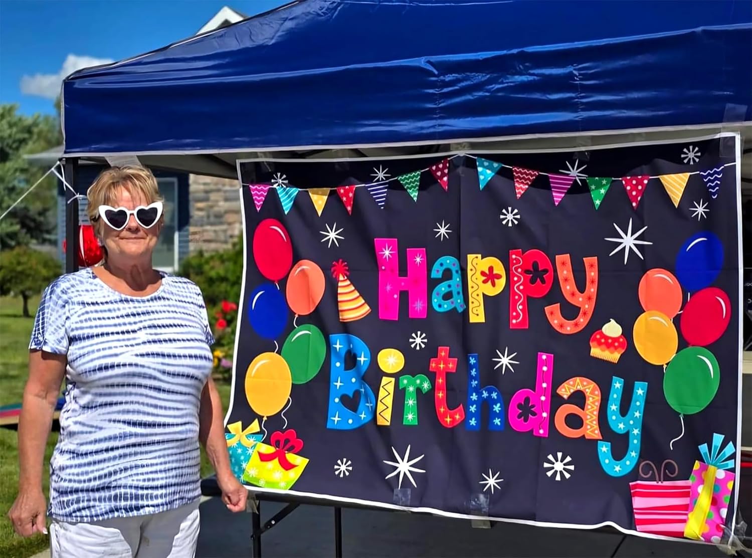 DIZHI Colorful Birthday Backdrop Banner 5x3ft