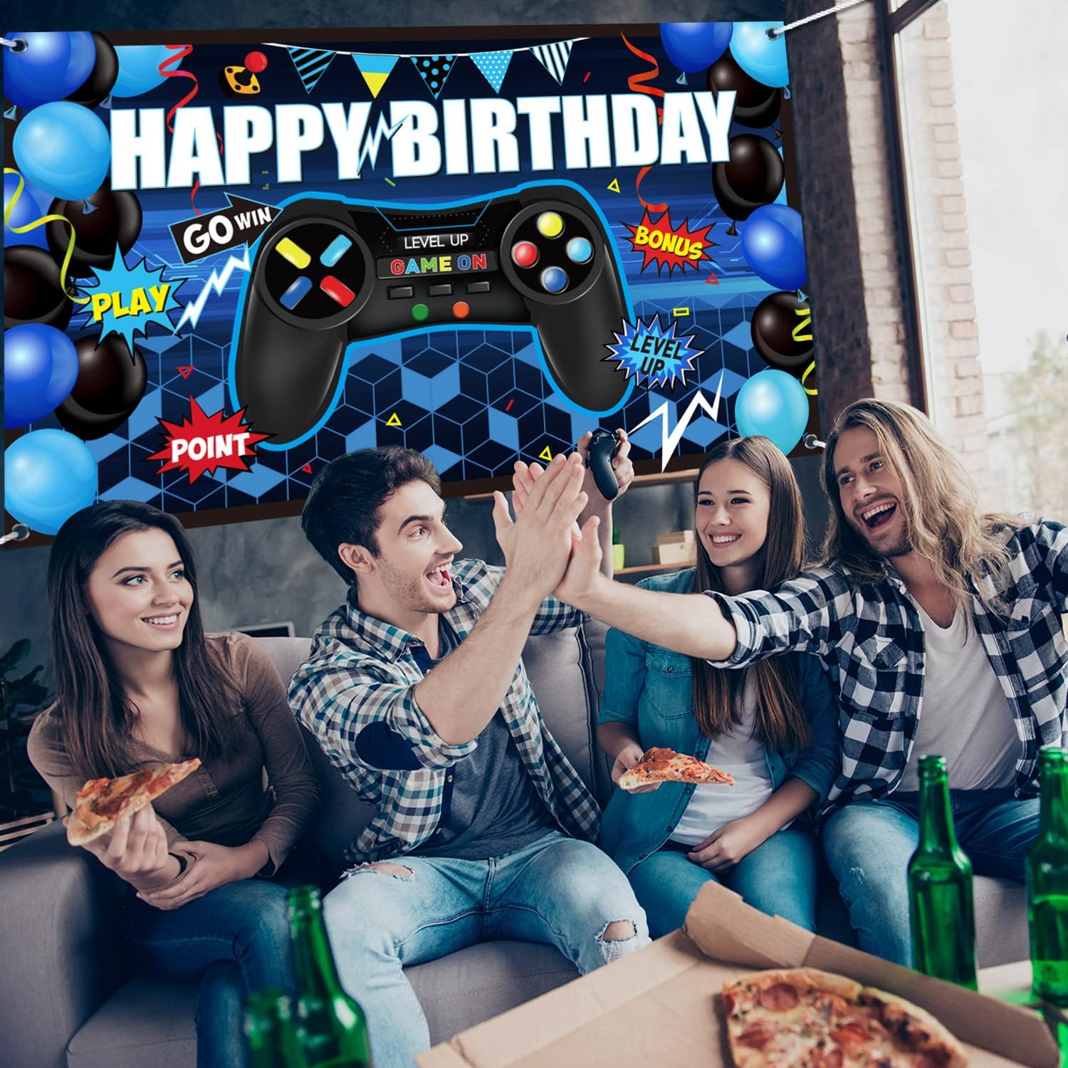 Blulu Gaming Birthday Backdrop for Party Decorations