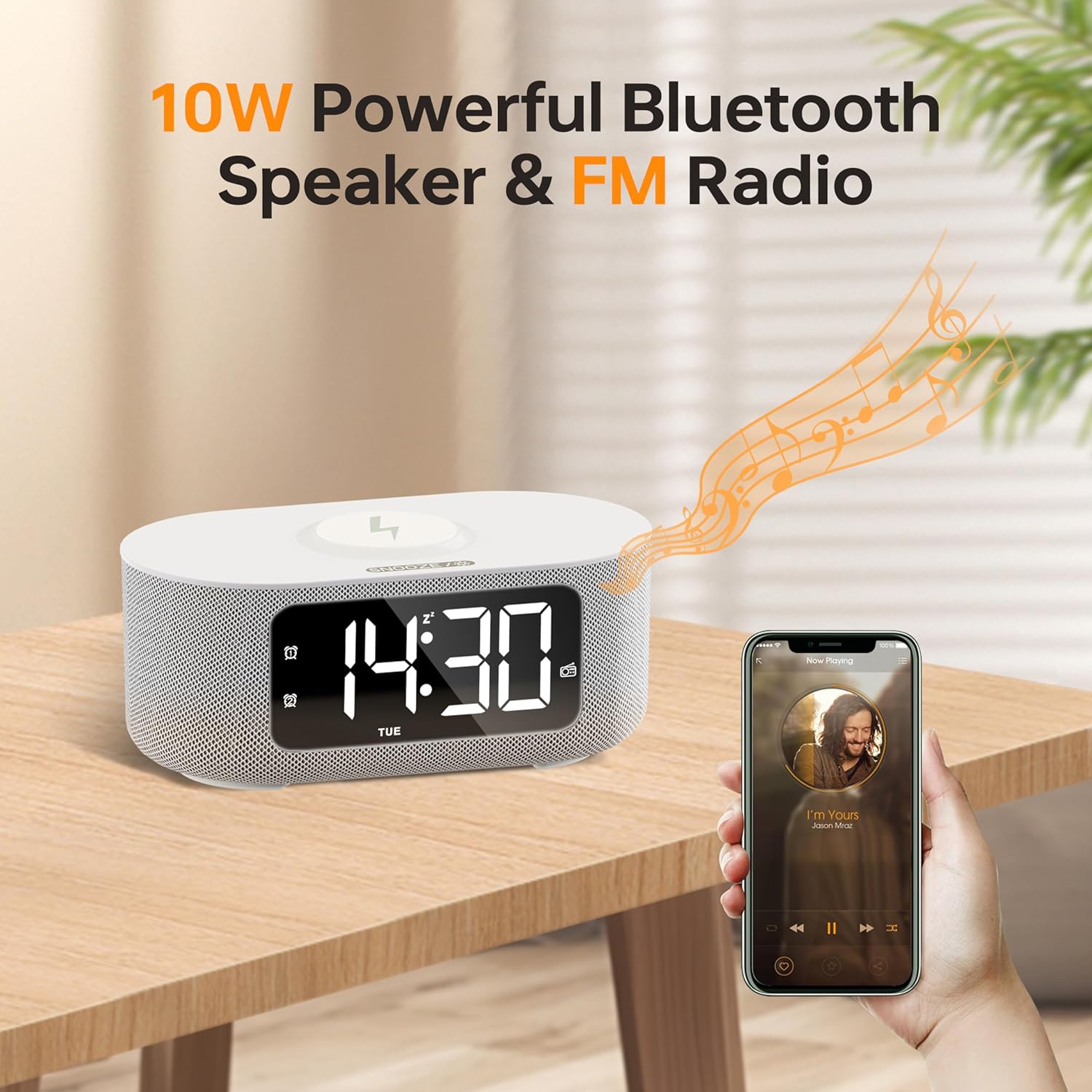 JALL Smart Alarm Clock with Bluetooth Speaker and Nightlight