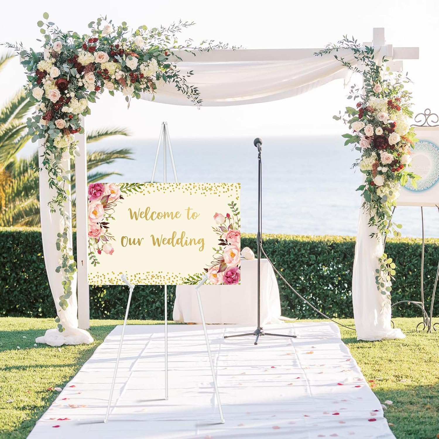 6PCS White Adjustable Metal Easel Stand for Wedding Display
