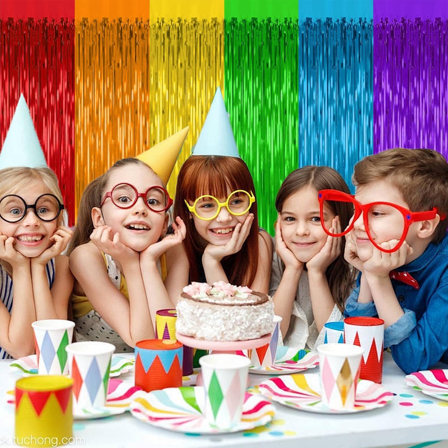 2 Pack Rainbow Backdrop Curtains for Party Decorations