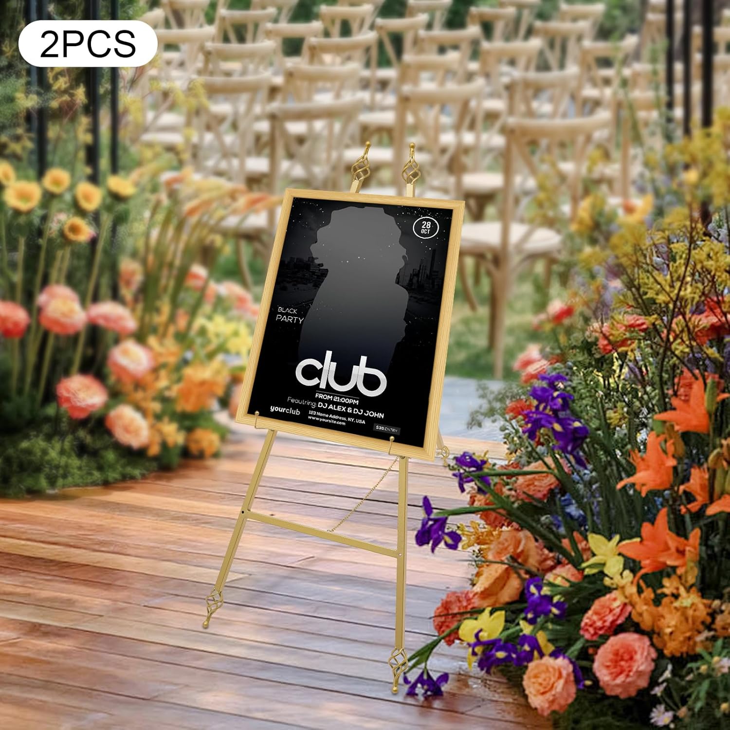 Lunumaos 43 Inch Adjustable Folding Display Easel Set