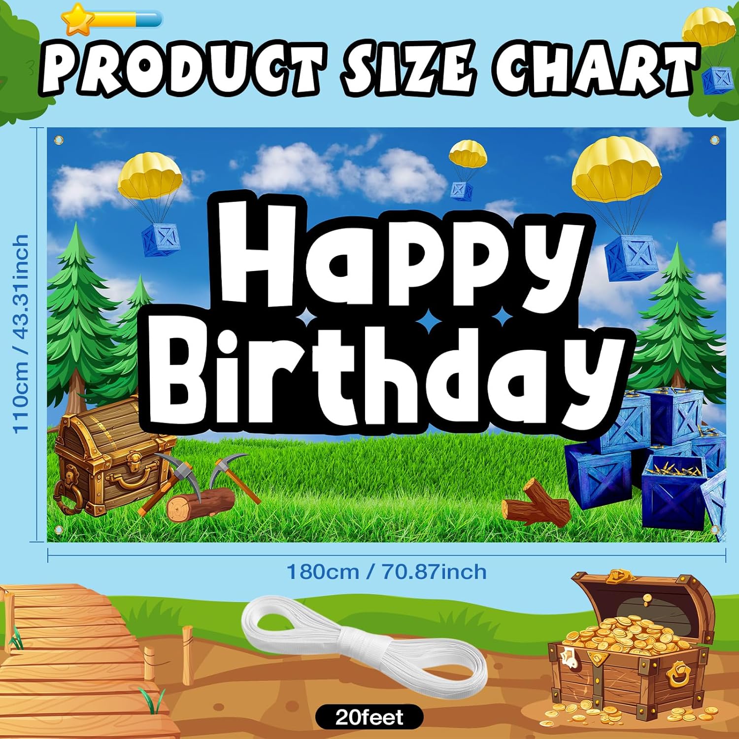 Happy Birthday Game Party Backdrop Banner