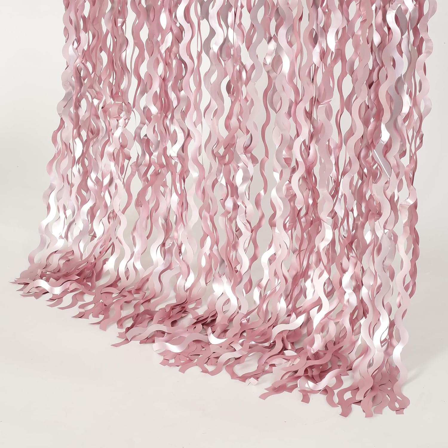 4 Pack Pink Wavy Tinsel Curtain Backdrop