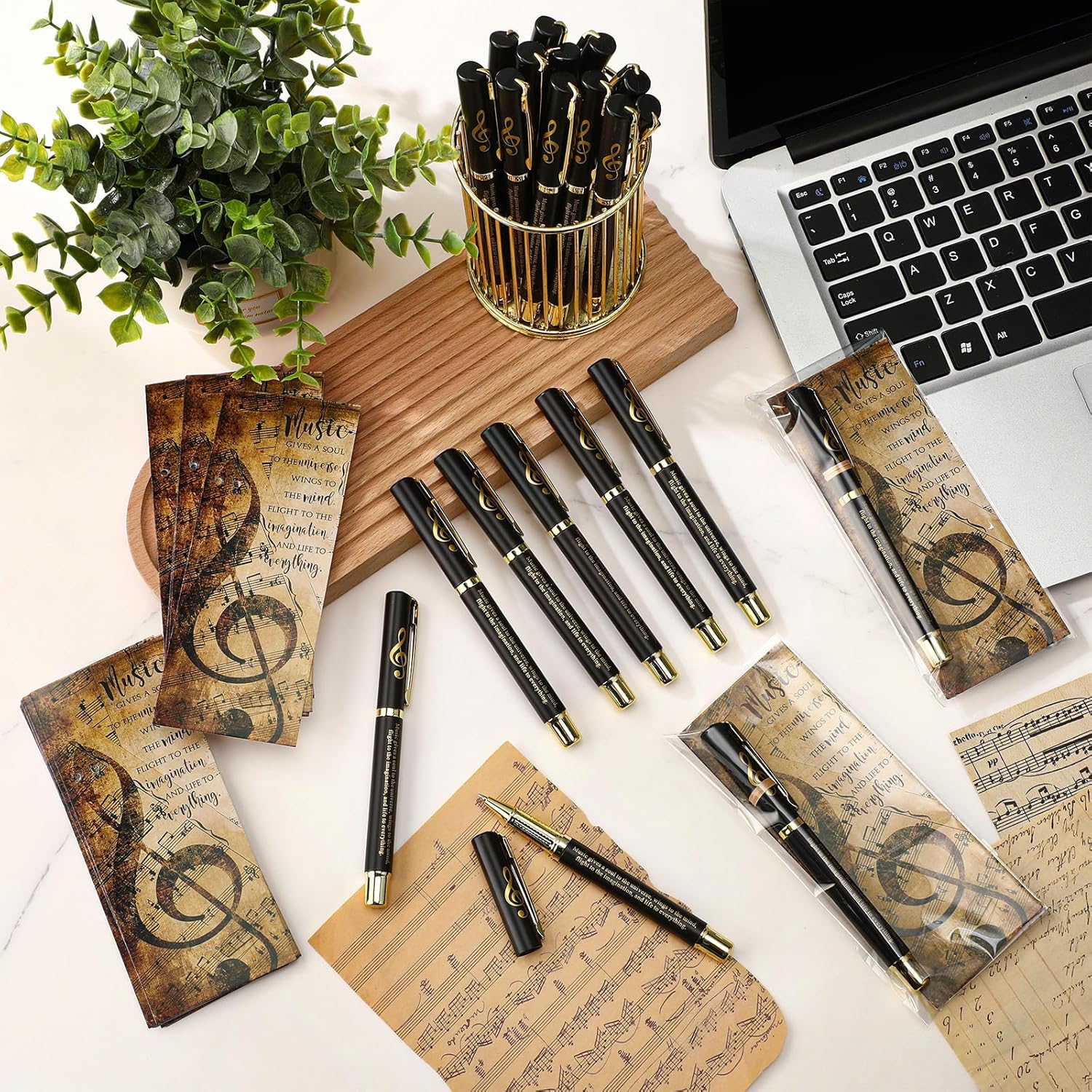 30 Piece Music-themed Pen and Bookmark Set