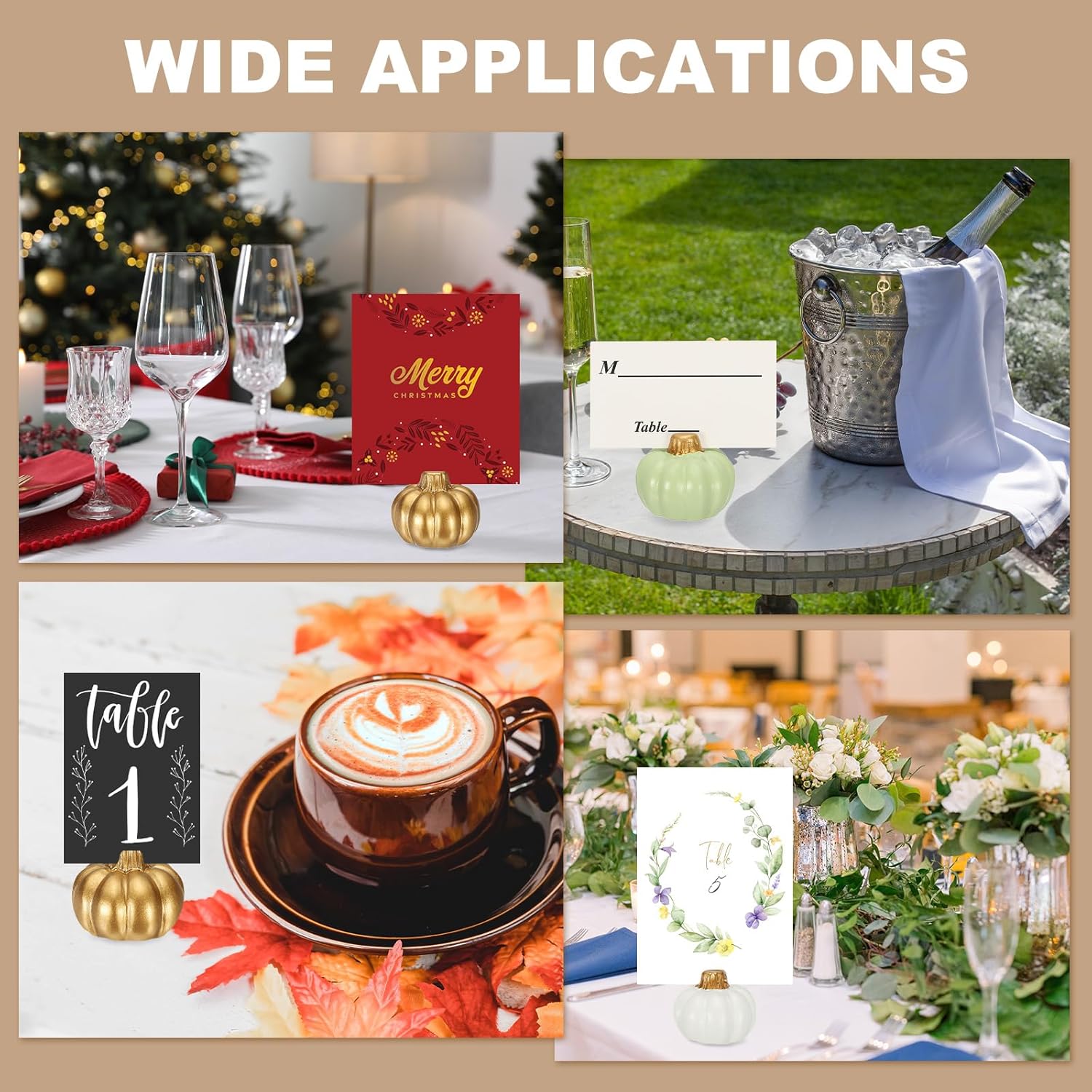 PATIKIL Pumpkin Place Card Holder 10 Set White
