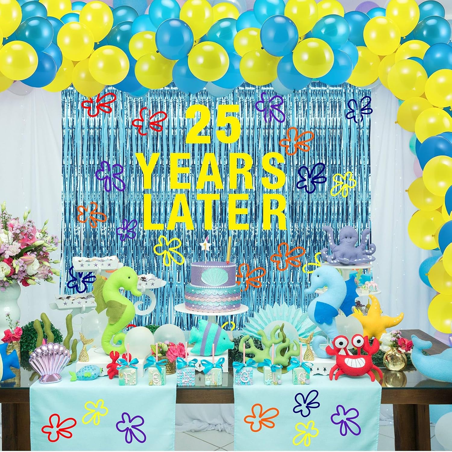 Cartoon Sponge Birthday Banner Decorations Set