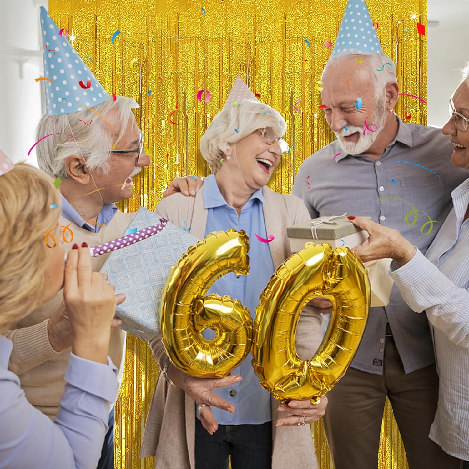 Tinsel Curtain Gold Birthday Decorations 2 Packs