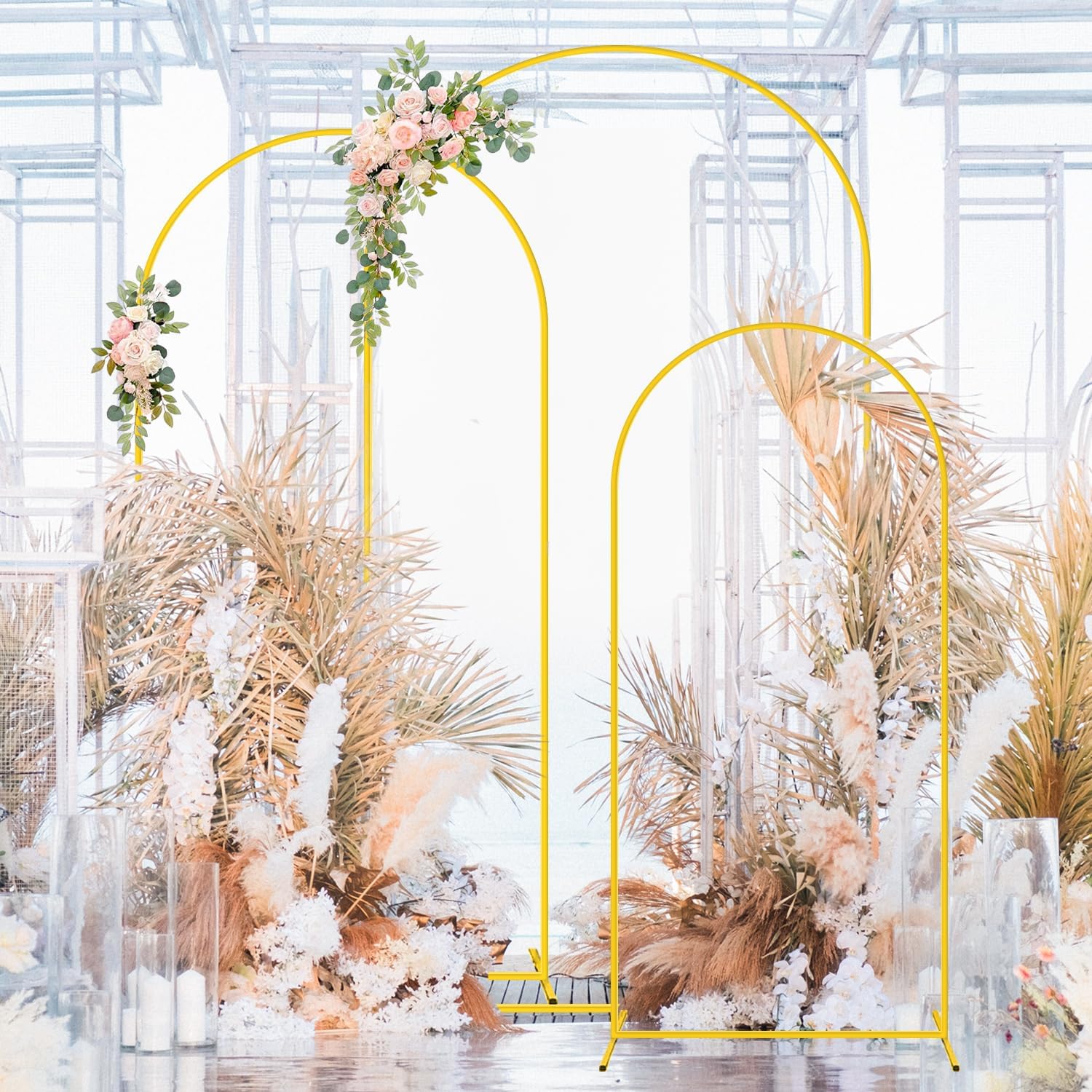 FOTSHARER Gold Arch Backdrop Stand Set of 3