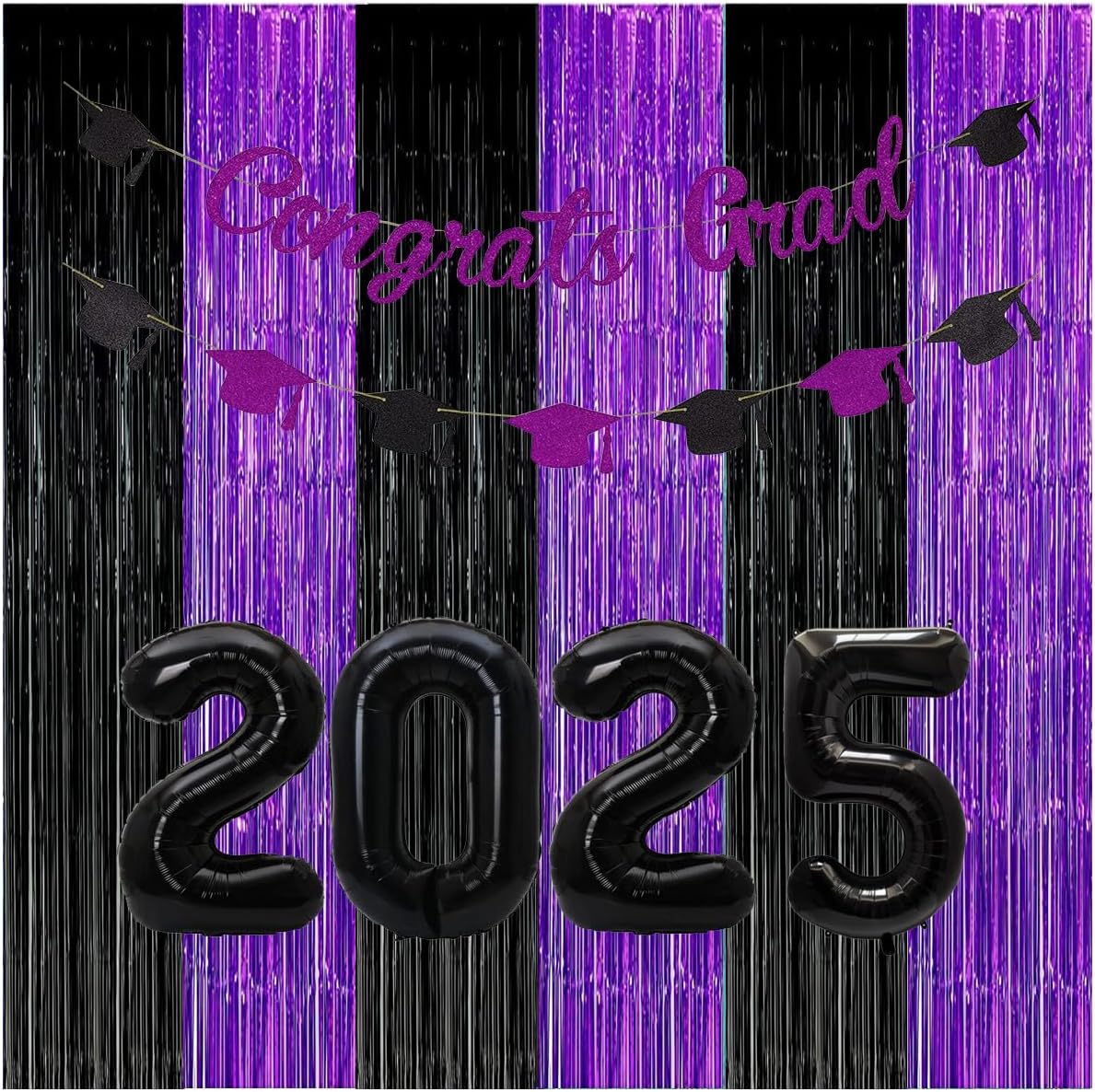 Black Purple Foil Backdrops for Parties 3 Pack