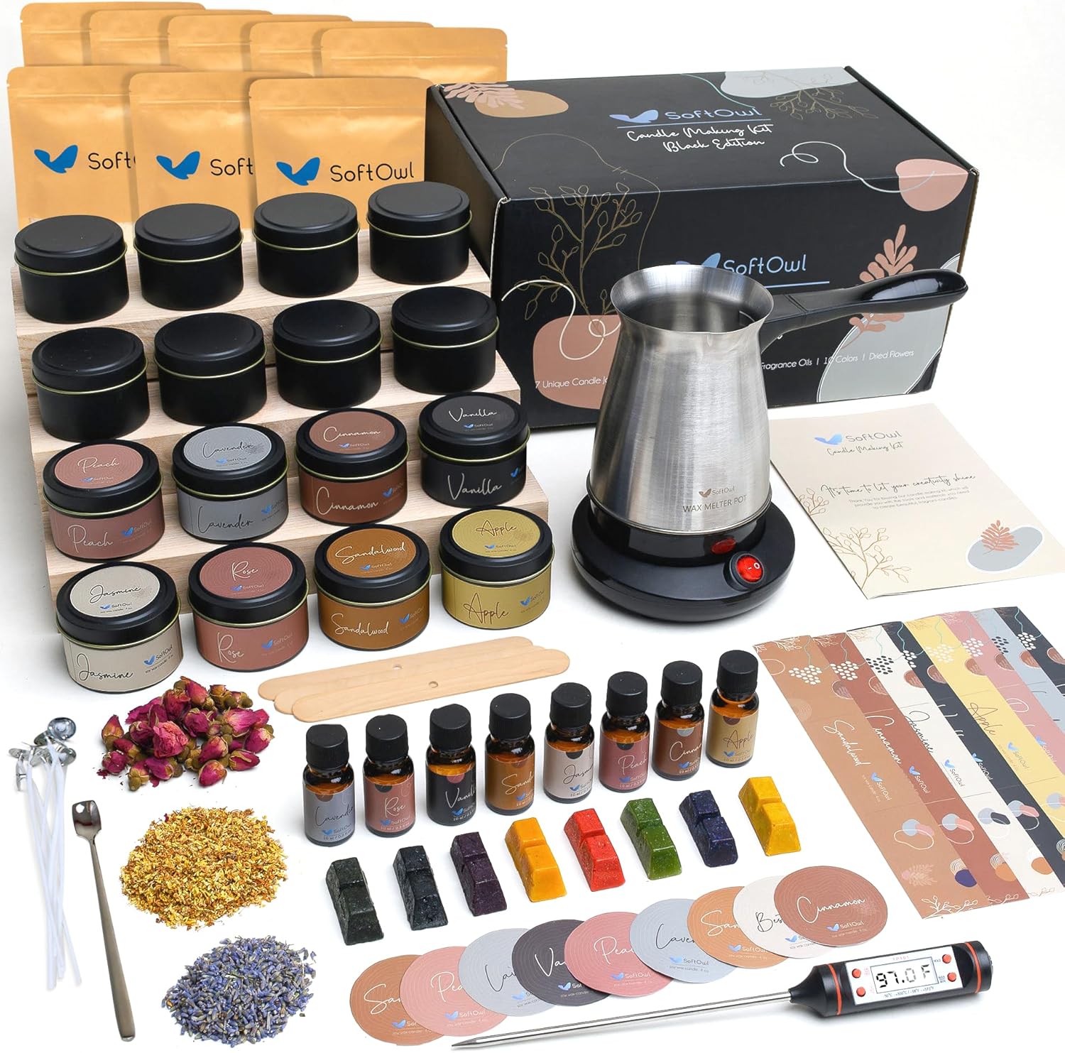 SoftOwl Premium Soy Candle Making Kit Black Edition