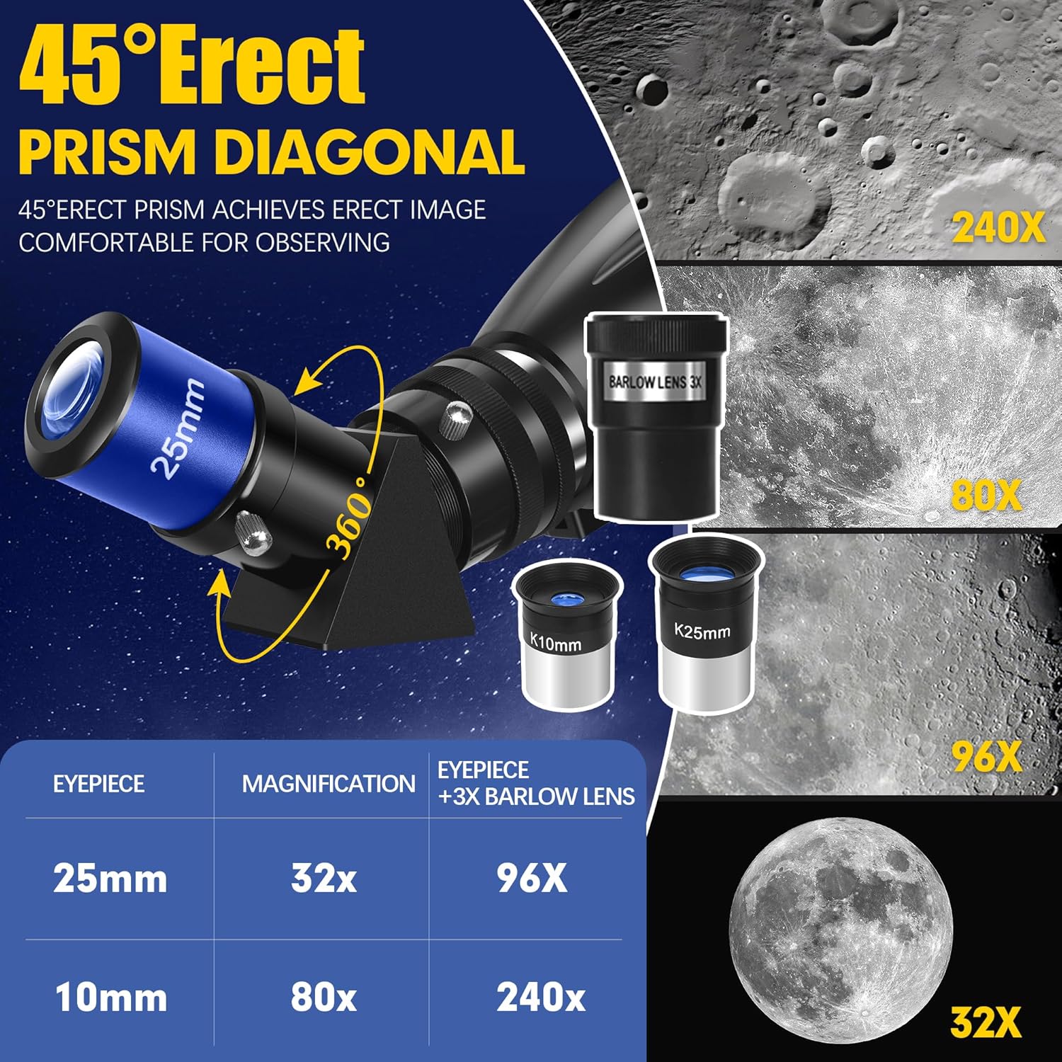 Yenguan 90mm Aperture Telescope with Tripod and Phone Adapter