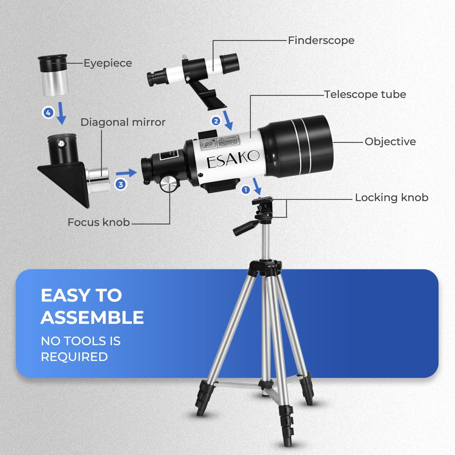ESAKO Telescope for Kids Beginners 70mm Portable