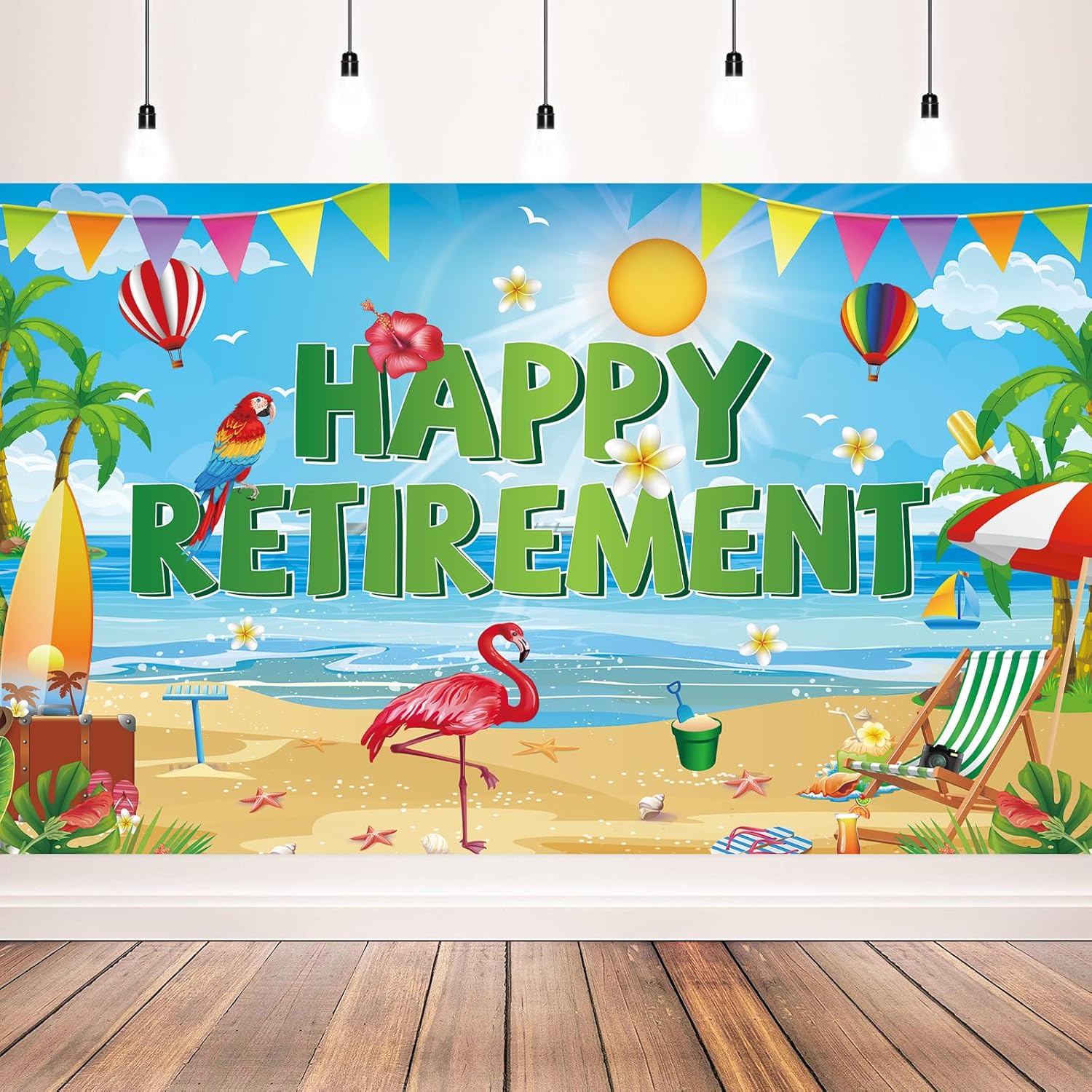 Retirement Party Decorations Summer Hawaiian Beach Photo Backdrop Banner