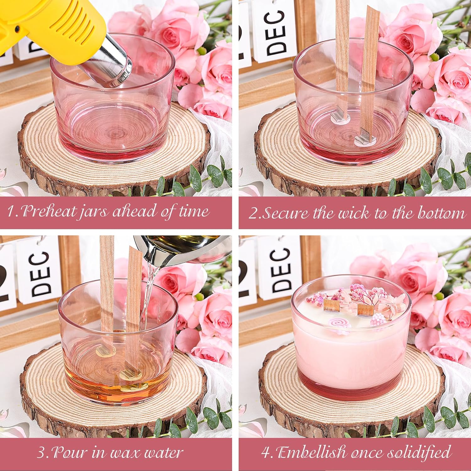 CONNOO 6 Pack 16 oz Candle Jars with 3 Wicks and Metal Lids