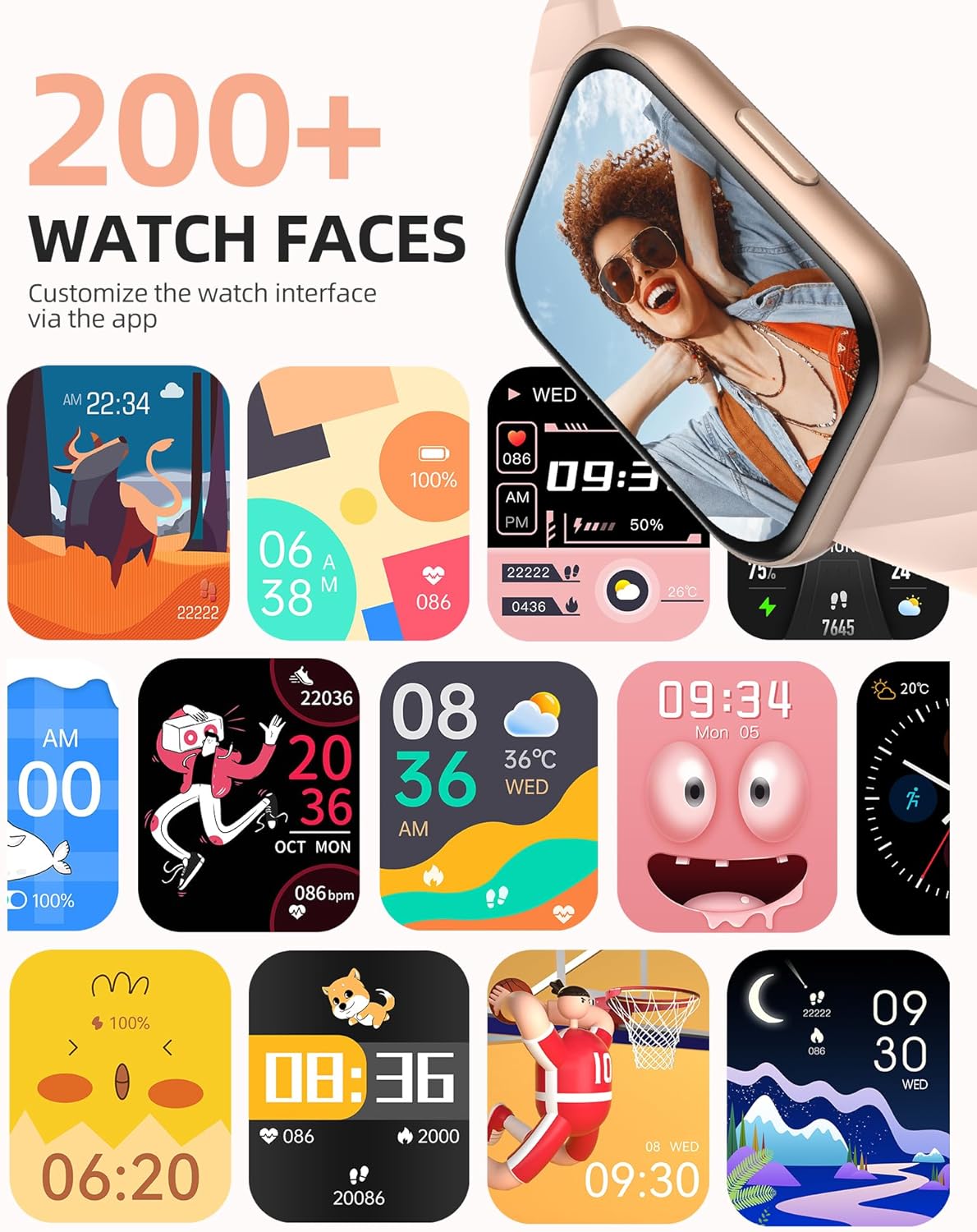 Parsonver Smart Watch Rose Gold 5ATM Waterproof