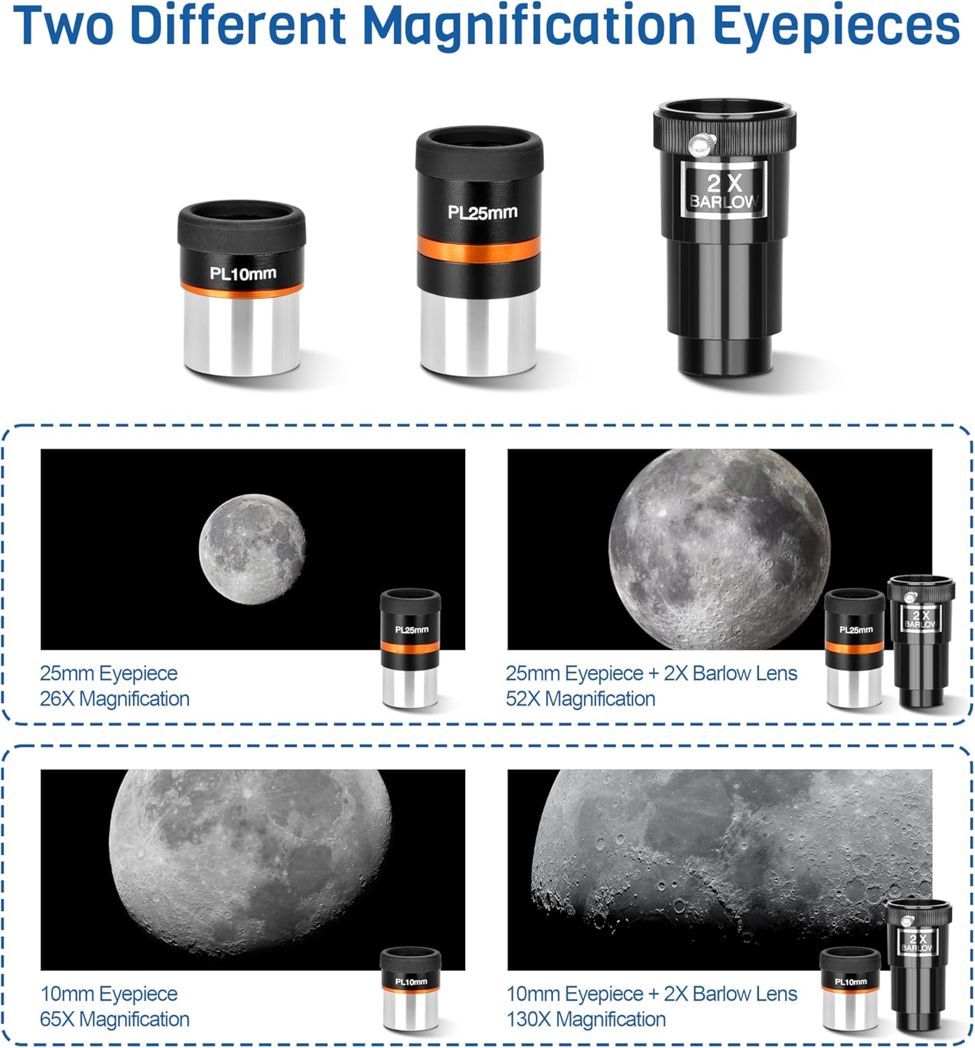 AOMEKIE 650mm Refractor Telescope with EQ Mount and Accessories