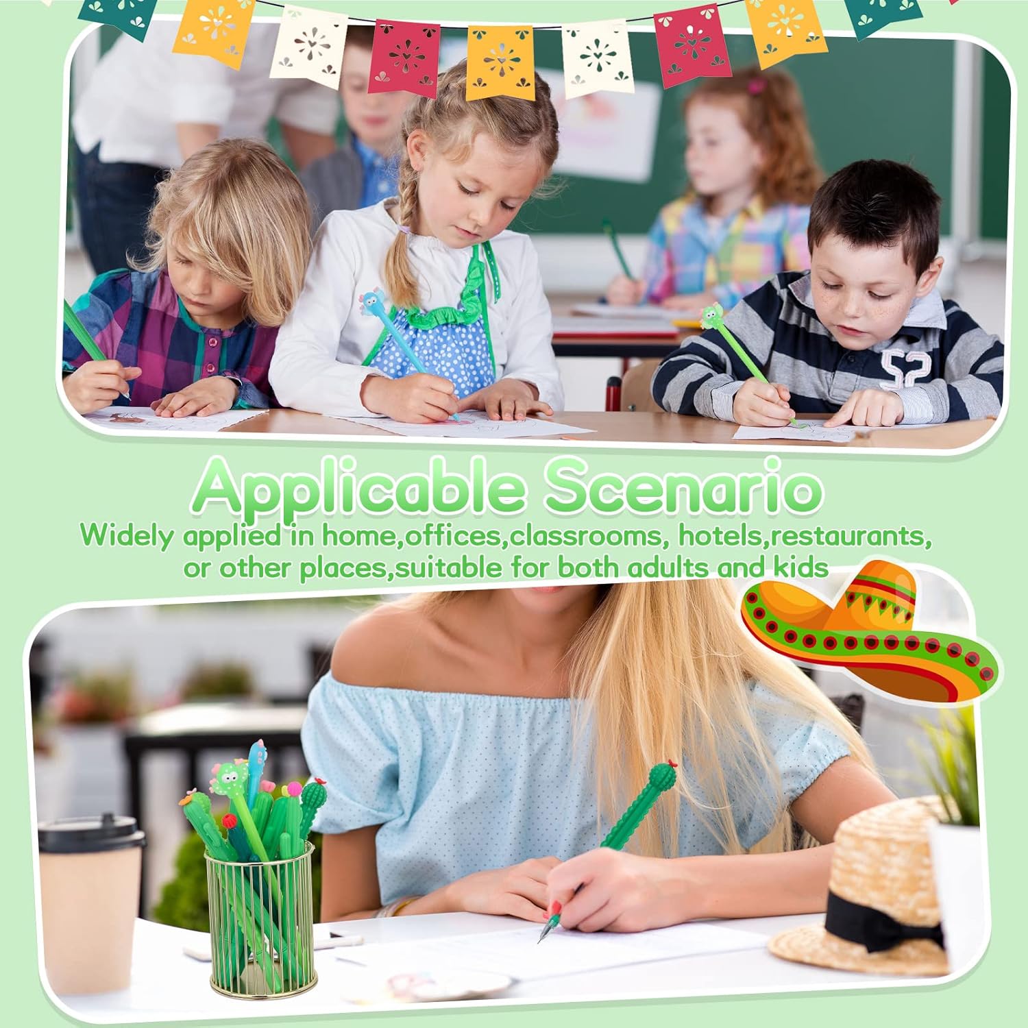 Tinlade 200 Pcs Cactus Shaped Gel Pens Set