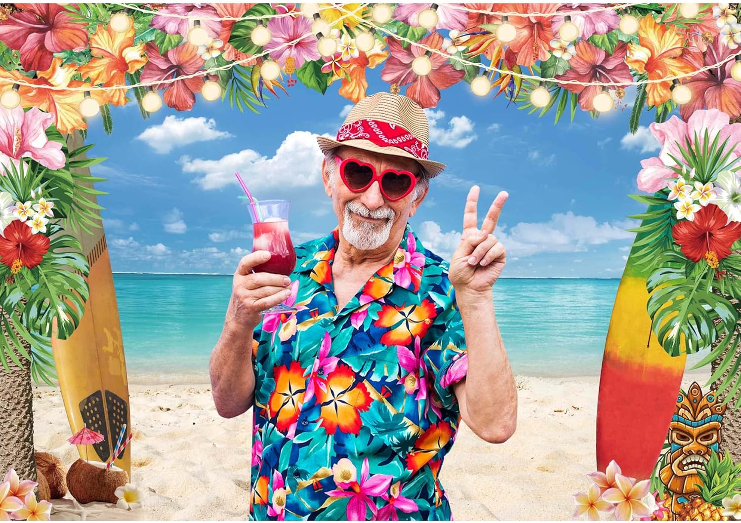 10x8ft Hawaiian Luau Beach Photography Backdrop
