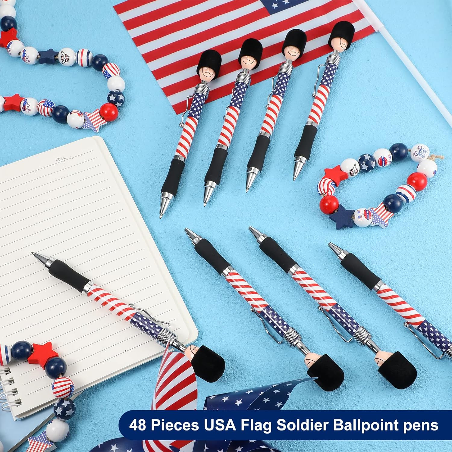 PerKoop 48 Pcs American Flag Pens for Patriotic Events