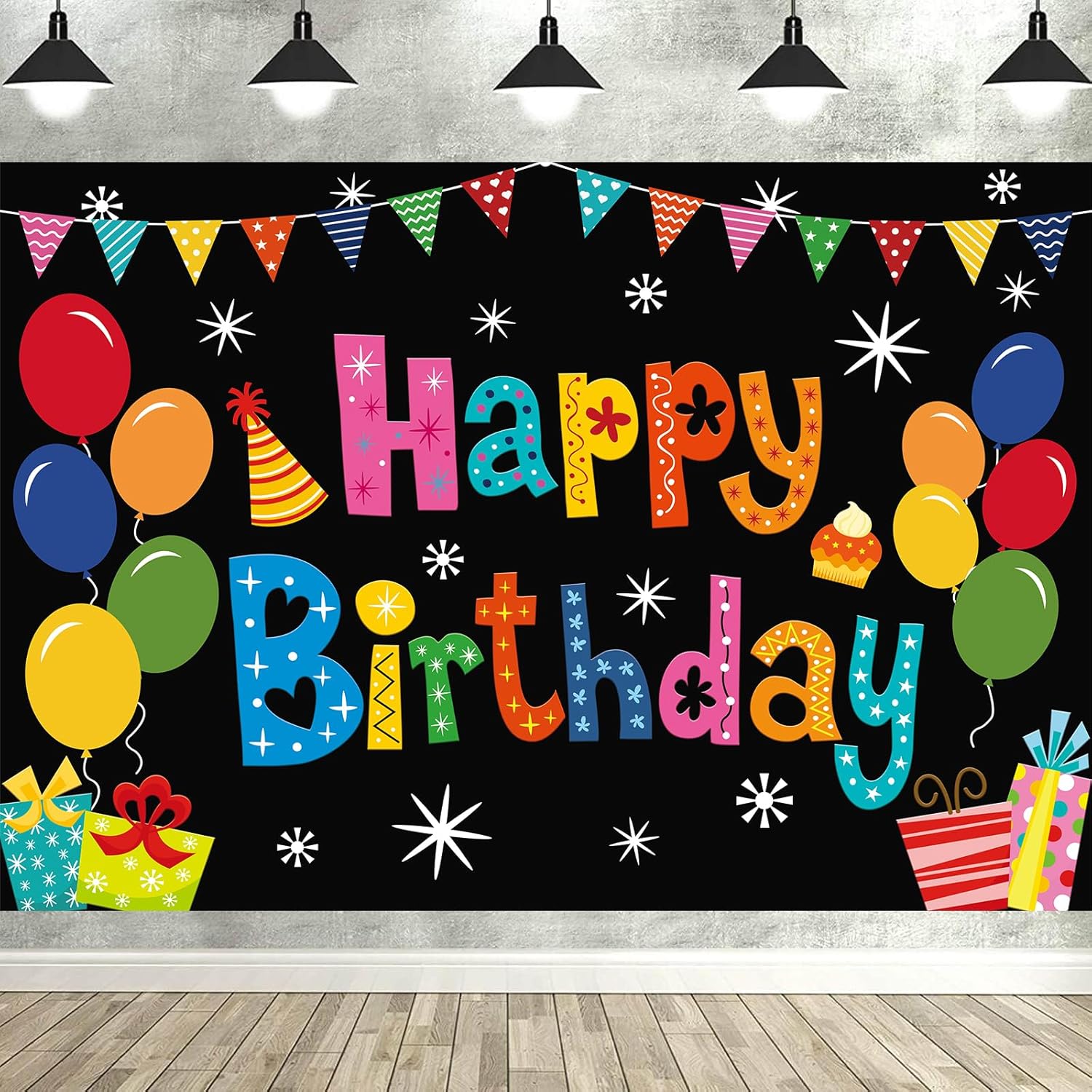 DIZHI Colorful Birthday Backdrop Banner 5x3ft